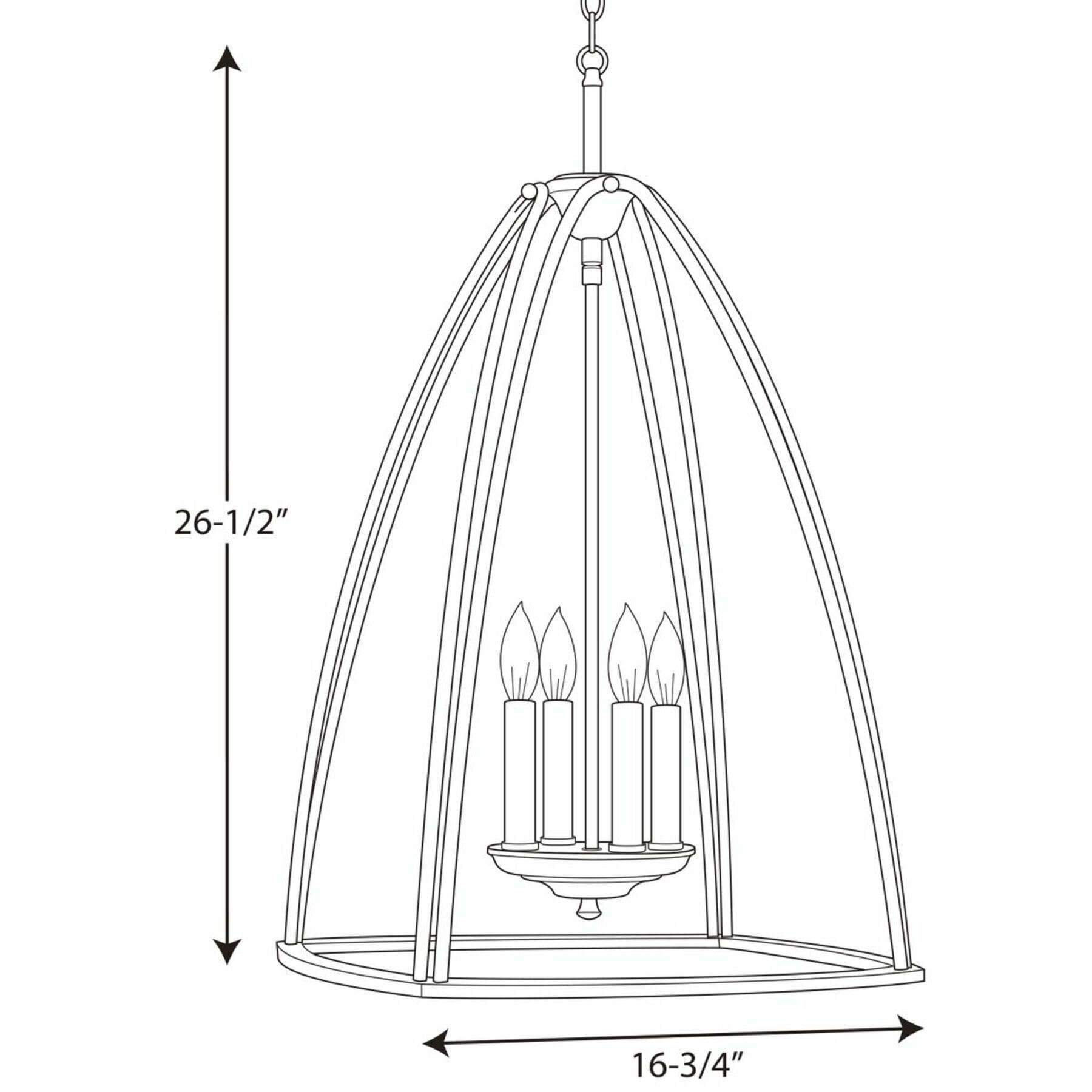 Progress Lighting Tally 4-Light Foyer Brushed Nickel Pendant, Open Foyer, White Glass Shade