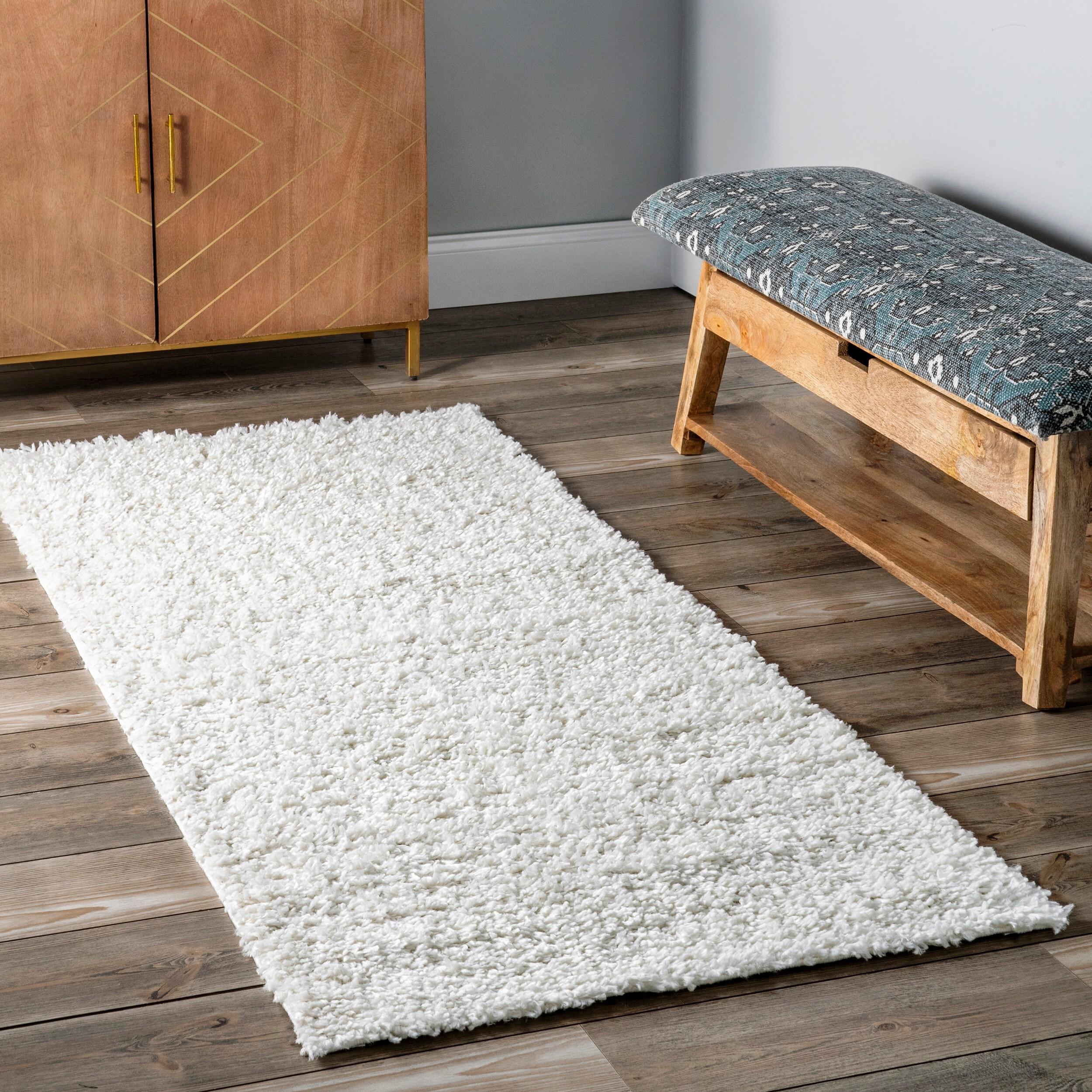 Nuloom Kara Solid 2x6 Runner Shag Indoor Area Rug for Living Room Bedroom Dining Room Nursery Entryway Hallway, Ivory