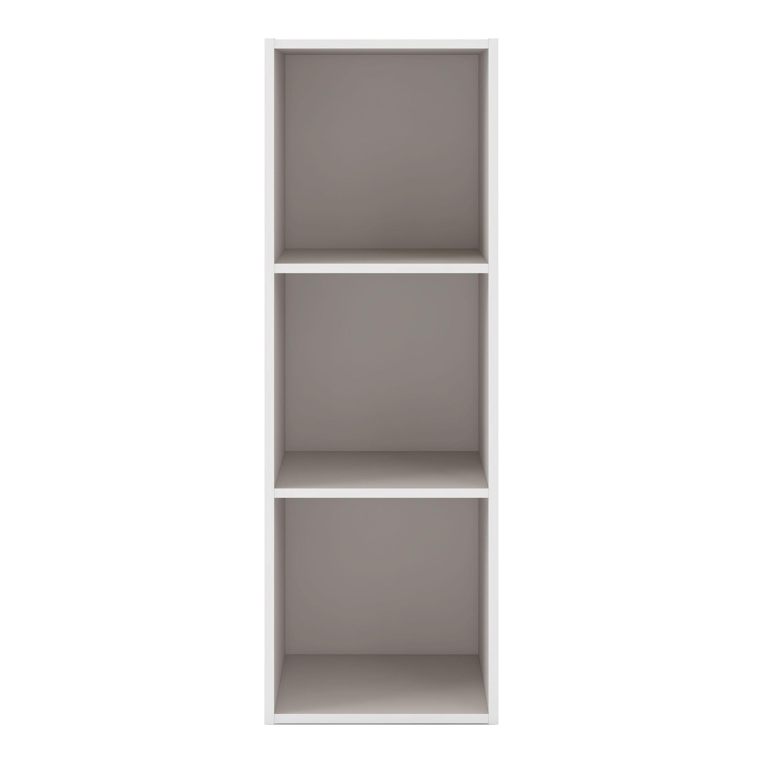 24/7 Shop At Home 35.27" Silkpath Modern 3 Cube Stackable and Modular Bookcase Greige