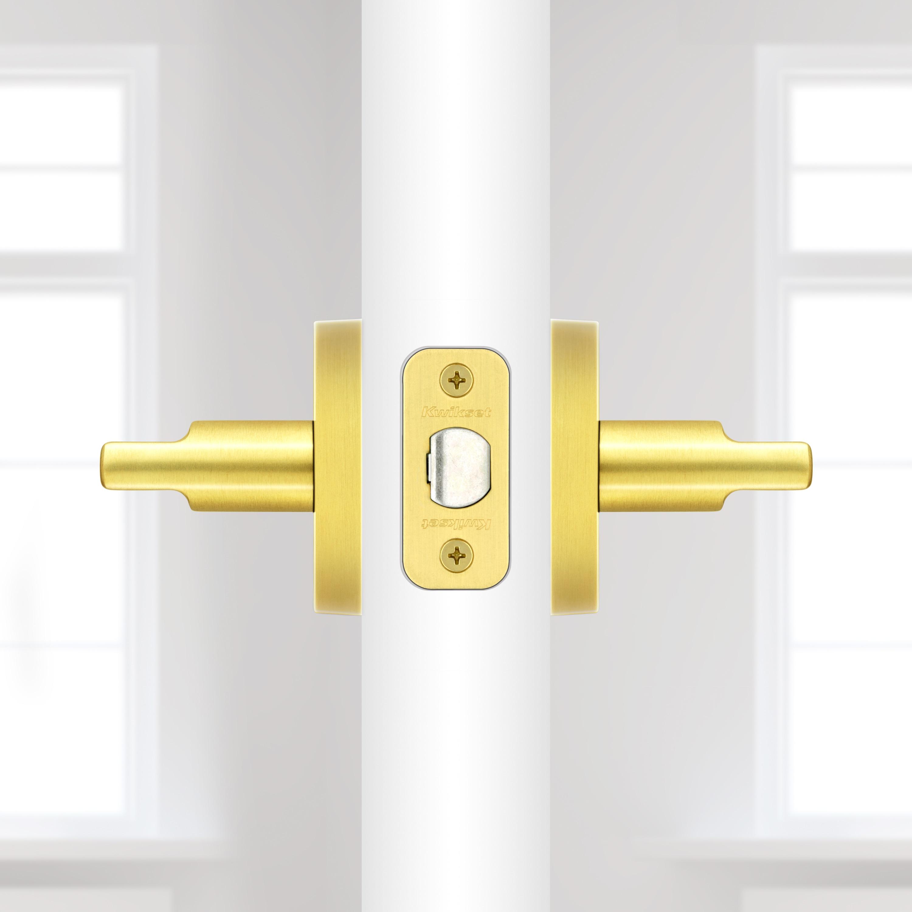 Kwikset Halifax Interior Passage Door Handle, Lever For Closet and Hallway Doors, Reversible Non-Locking Handle Lever, Satin Brass, with Microban Protection