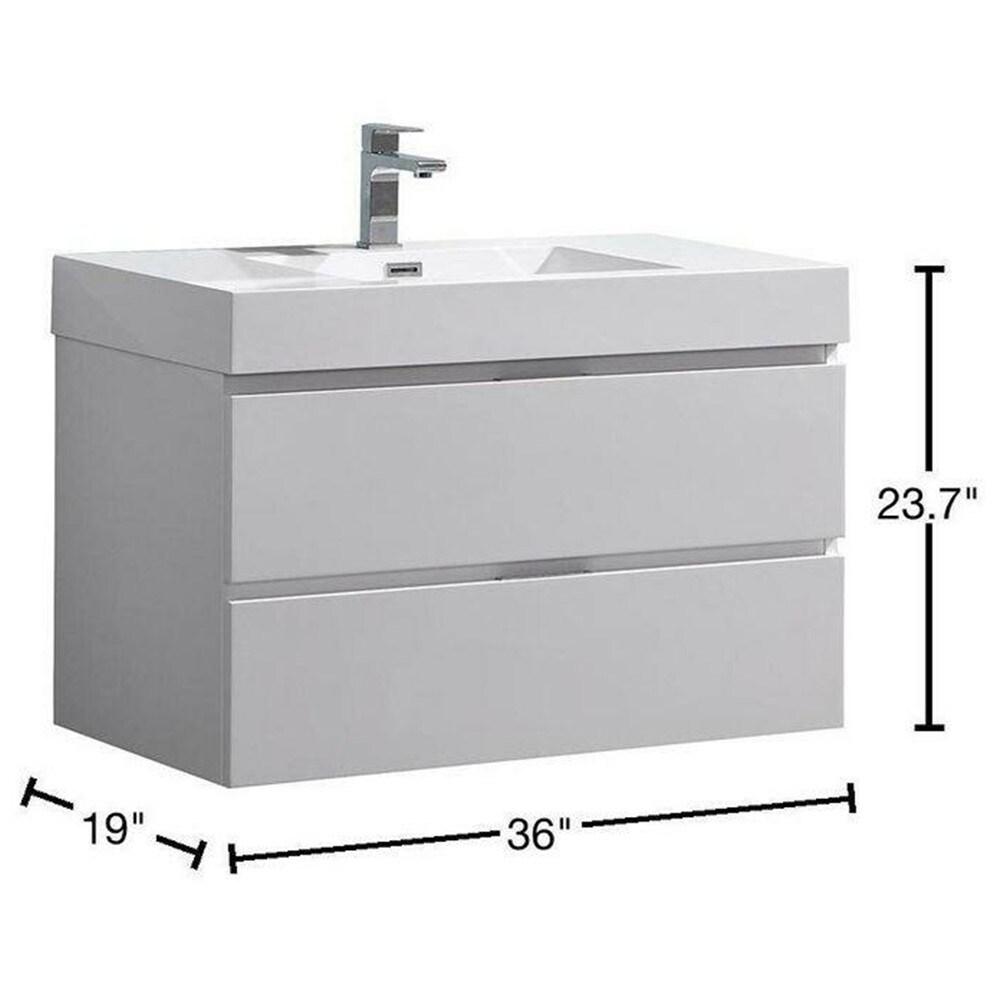 Fresca Valencia 36" Wall Mount Single Sink Bathroom Vanity with Top and Sink (Faucet Not Included)