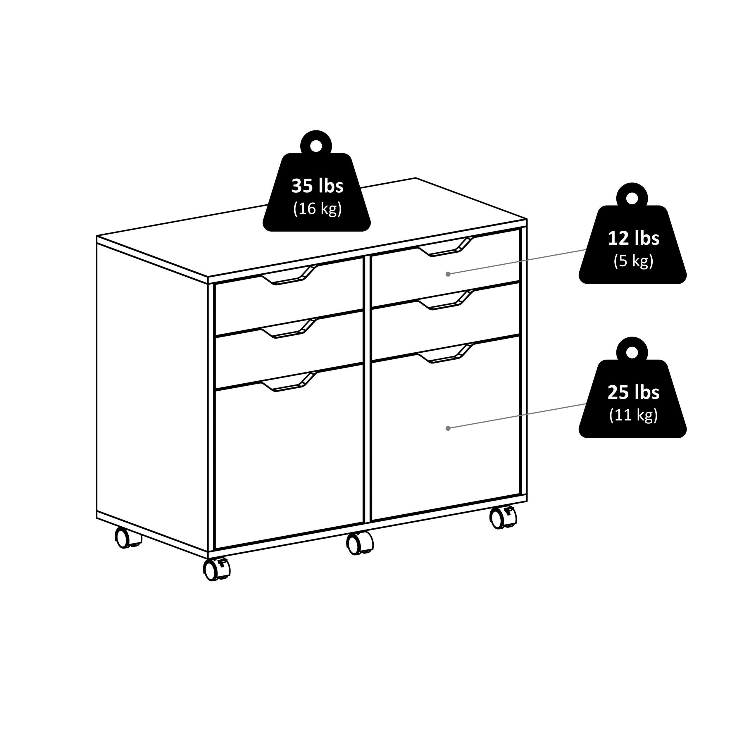 Halifax 2 Sections Mobile Storage Cabinet Black - Winsome: Wheeled Organizer with Locking Casters