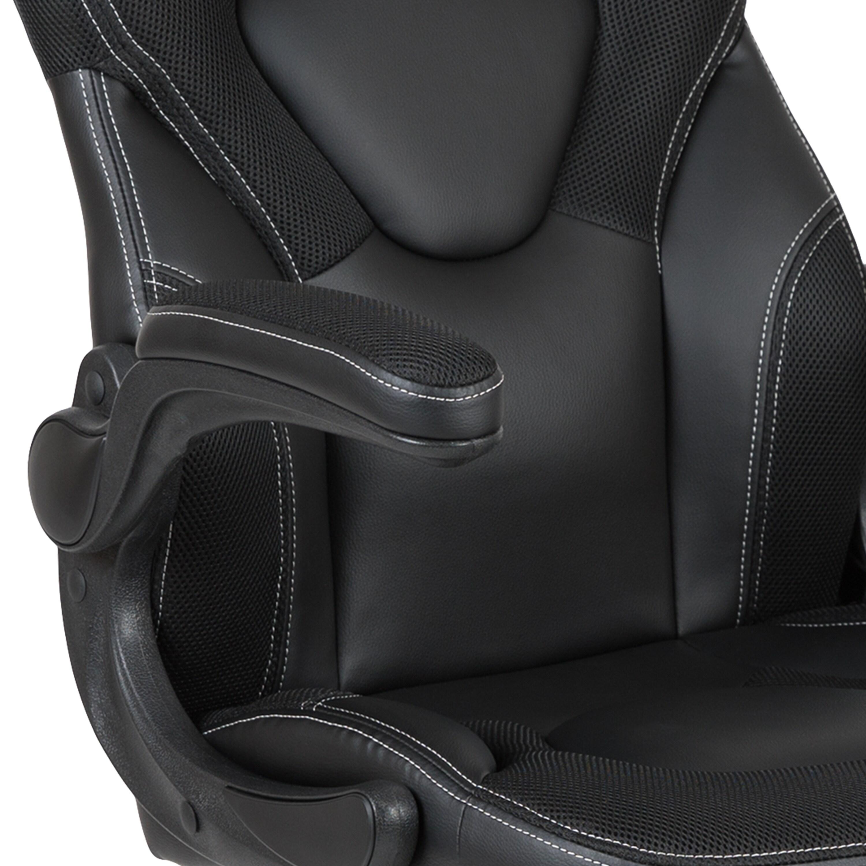 Flash Furniture X10 Gaming Chair, Racing Style Ergonomic Office Chair, Height Adjustable Swivel Computer Chair with Flip-Up Arms, Black LeatherSoft