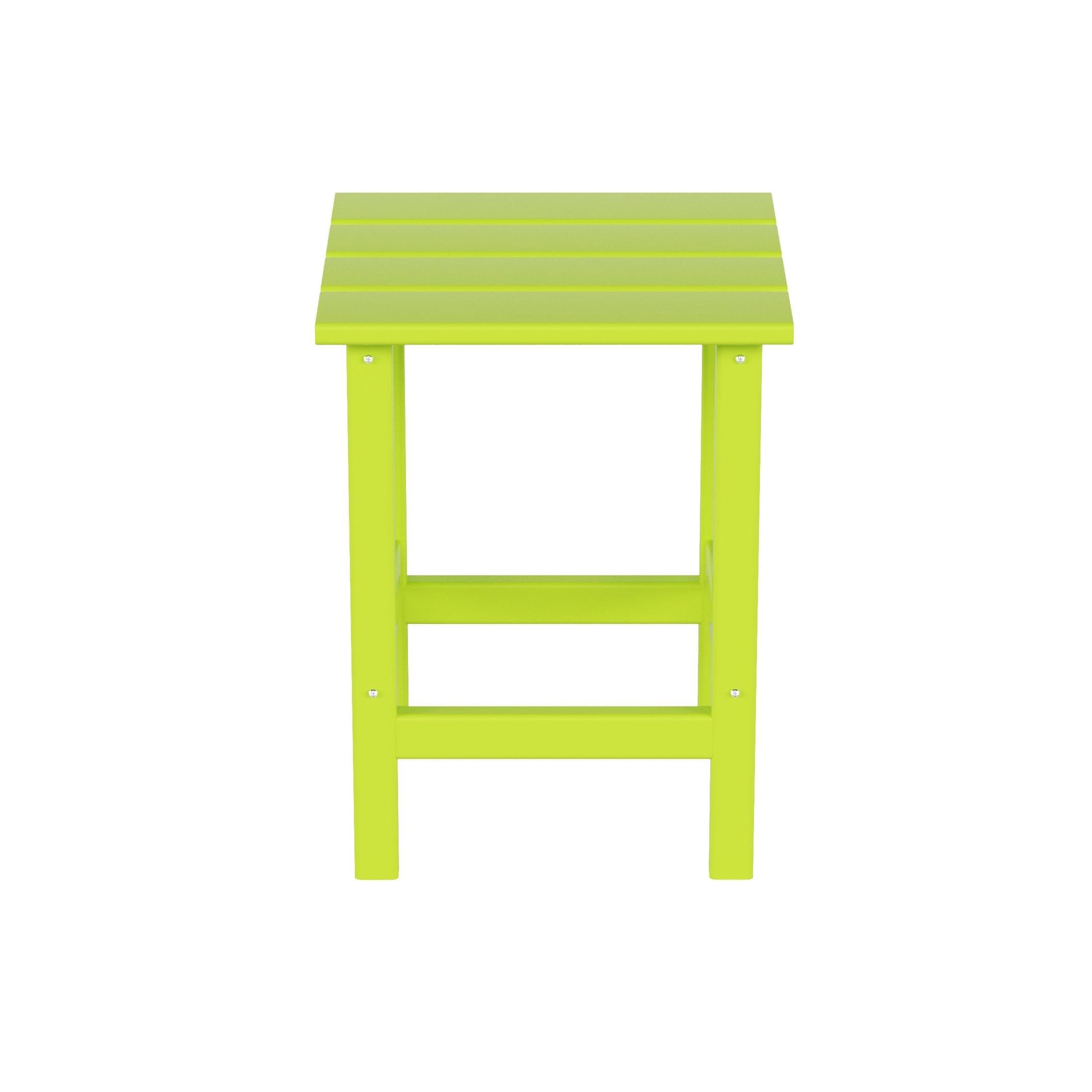 Polytrends  Laguna Hdpe All Weather Outdoor Patio Square Side Table Lime