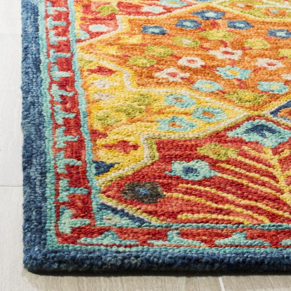 Aspen APN514 Hand Tufted Area Rug - Blue/Orange - 5' X 8' - Safavieh.