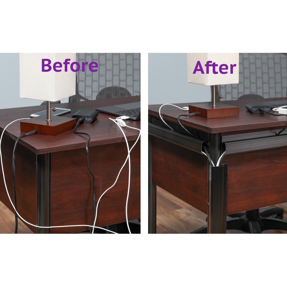 Fleming Supply J Channel Desk Cable Organizer/Cord Concealer Kit - Black, 10 Non-Locking Channels