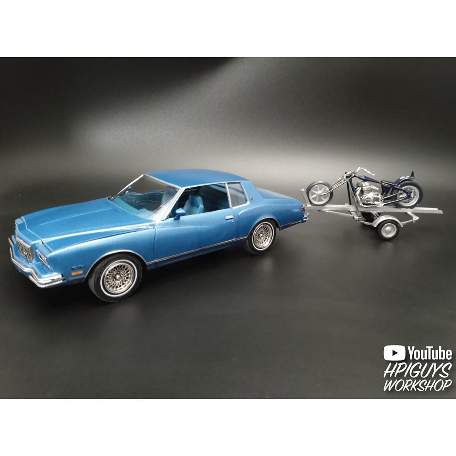Skill 2 Model Kit 1980 Chevrolet Monte Carlo "Class Action" with Motorcycle and Trailer (Skill 2) 1/25 Scale Model Car by MPC