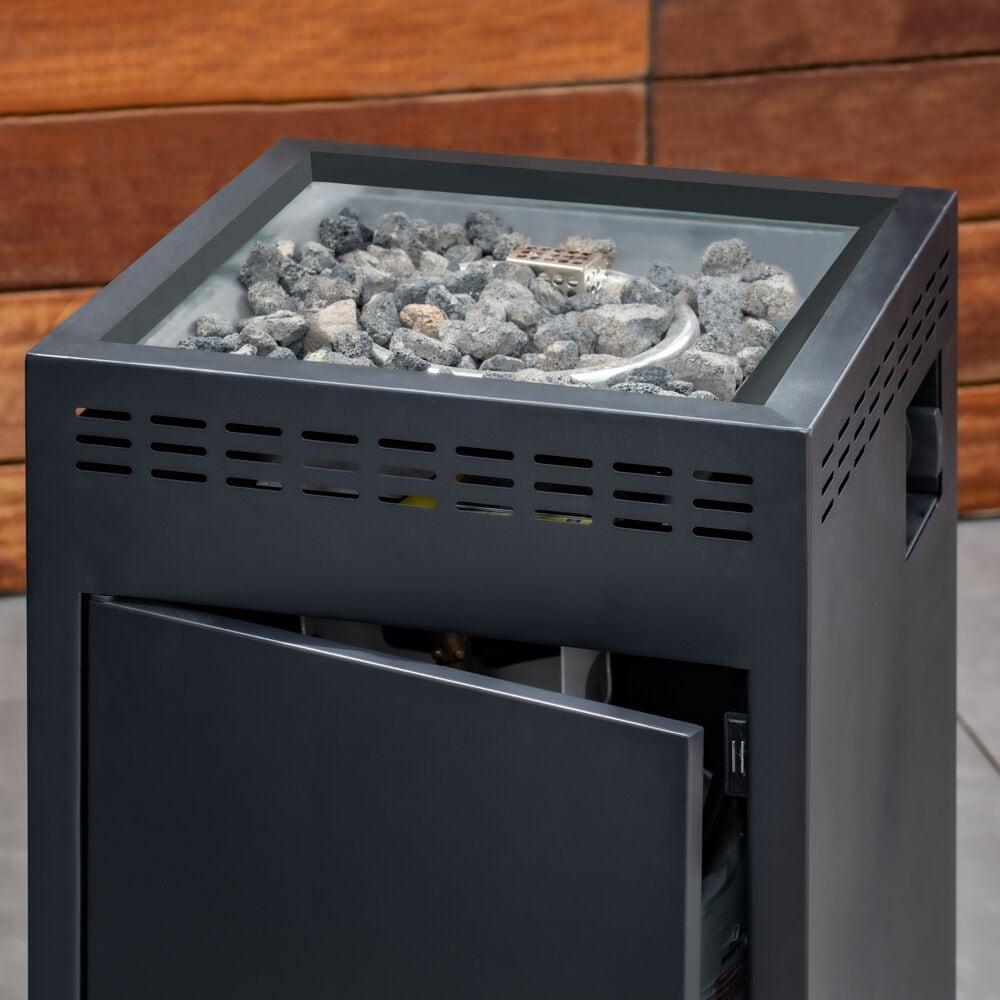 Hanover Naples 40,000 BTU Column Fire Pit with Glass Burner Enclosure