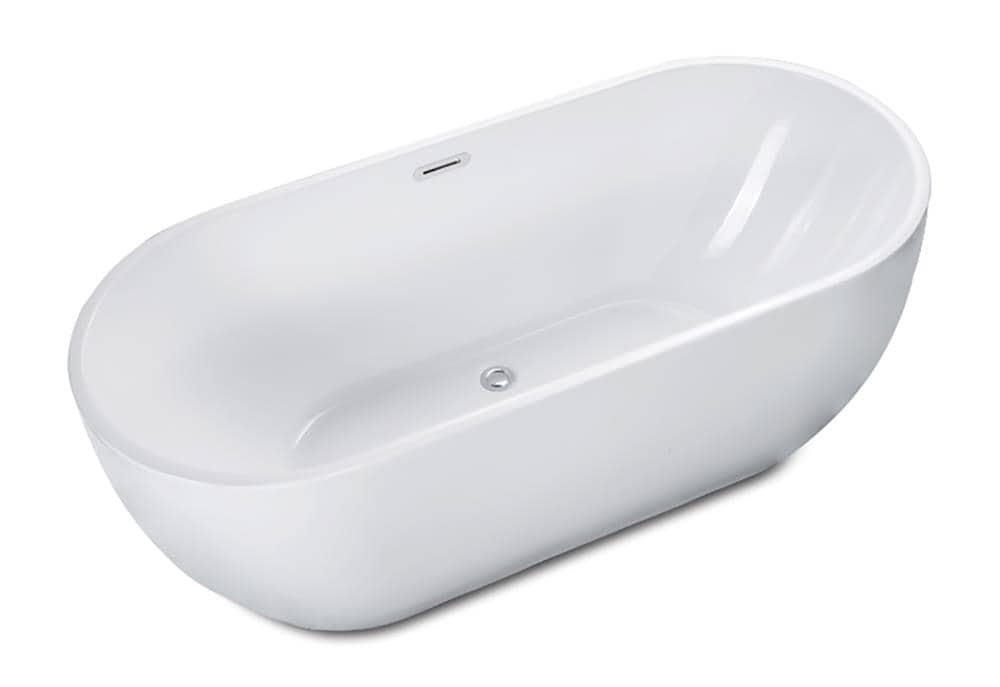 59'' x 28'' Freestanding Soaking Acrylic Bathtub