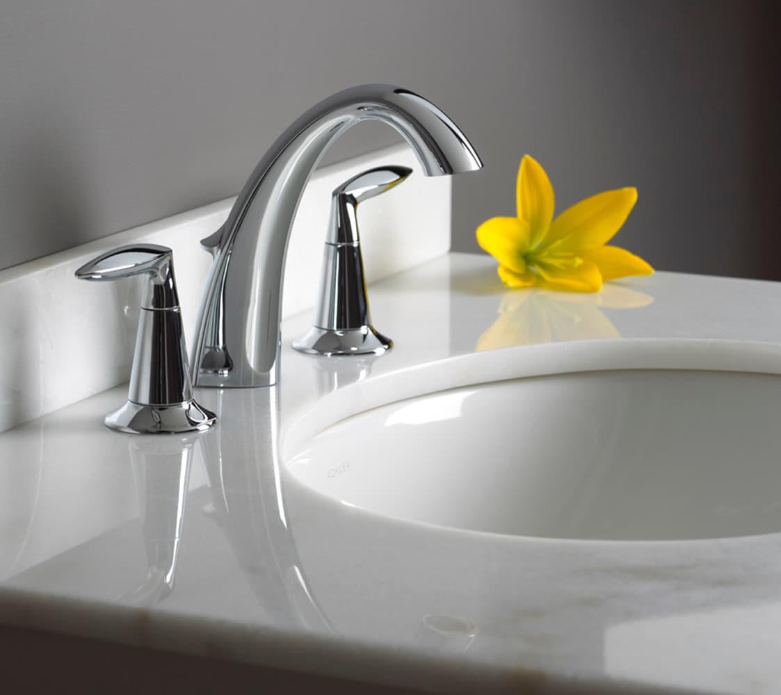 Kohler Alteo Widespread Bathroom Faucet with Pop-Up Drain Assembly, 3-Hole 2-Handle Bathroom Sink Faucet, 1.2 gpm