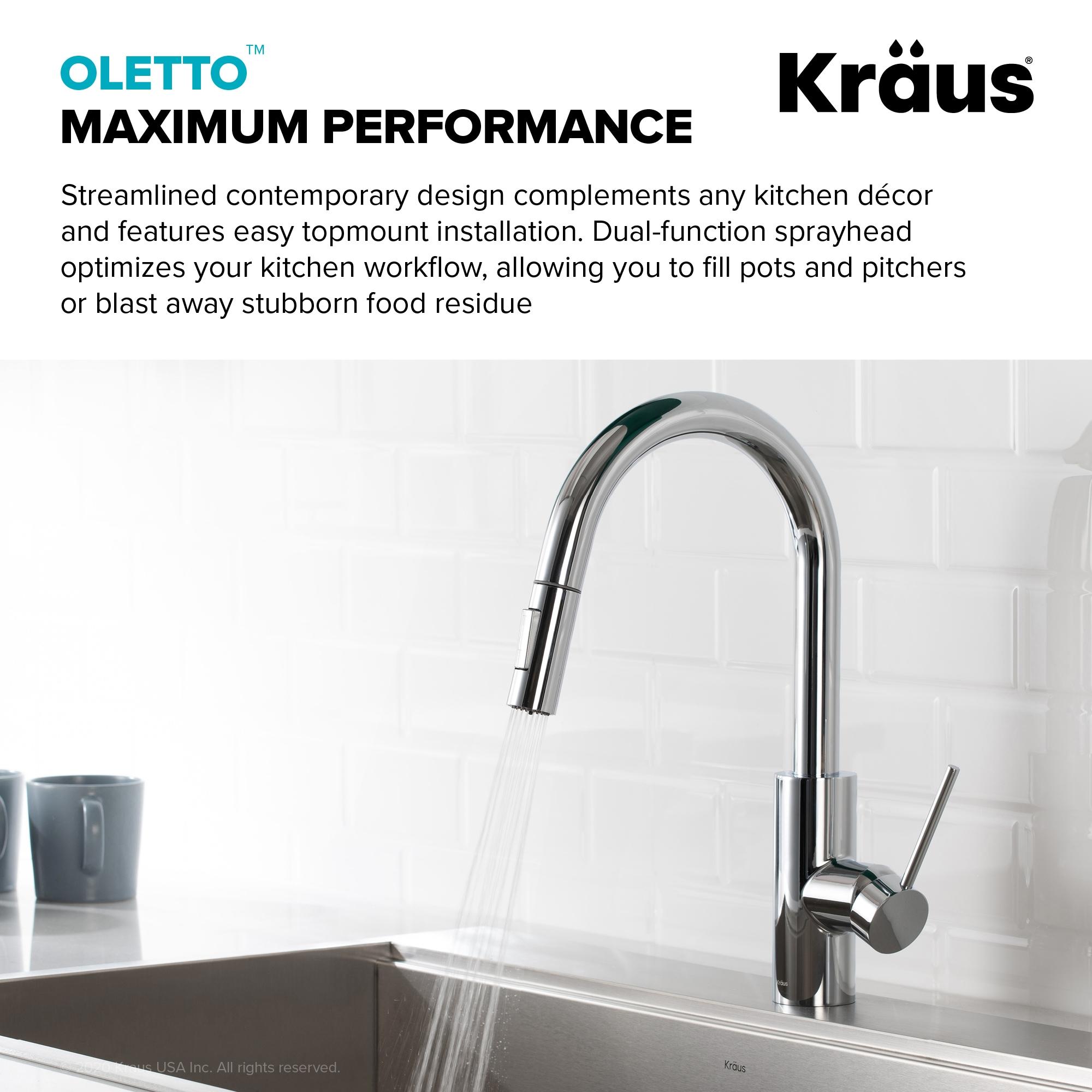 KRAUS Oletto Pull-Down Kitchen Faucet and Purita Water Filter Faucet Combo