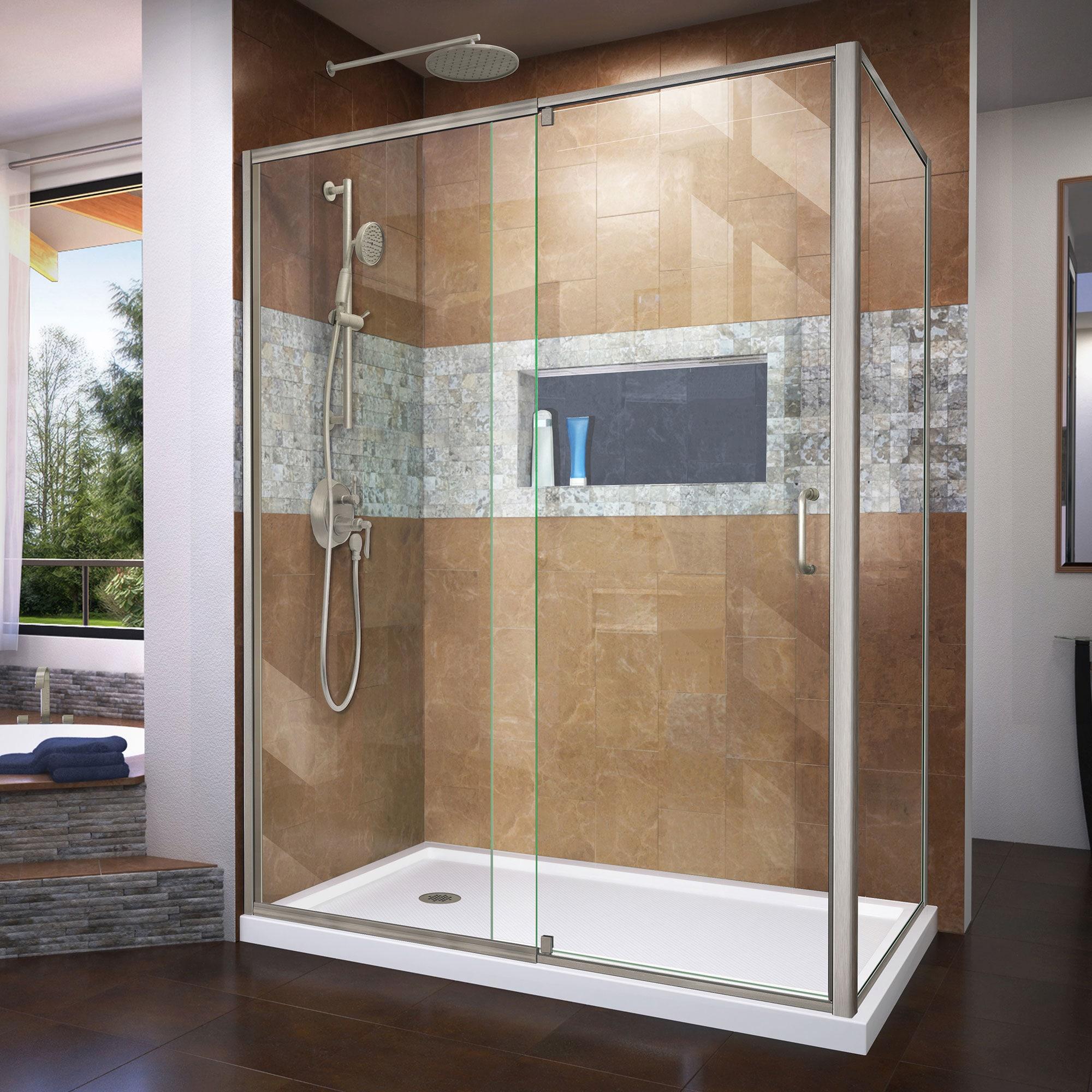 DreamLine Flex 36 in. D x 60 in. W x 74 3/4 in. H Semi-Frameless Shower Enclosure