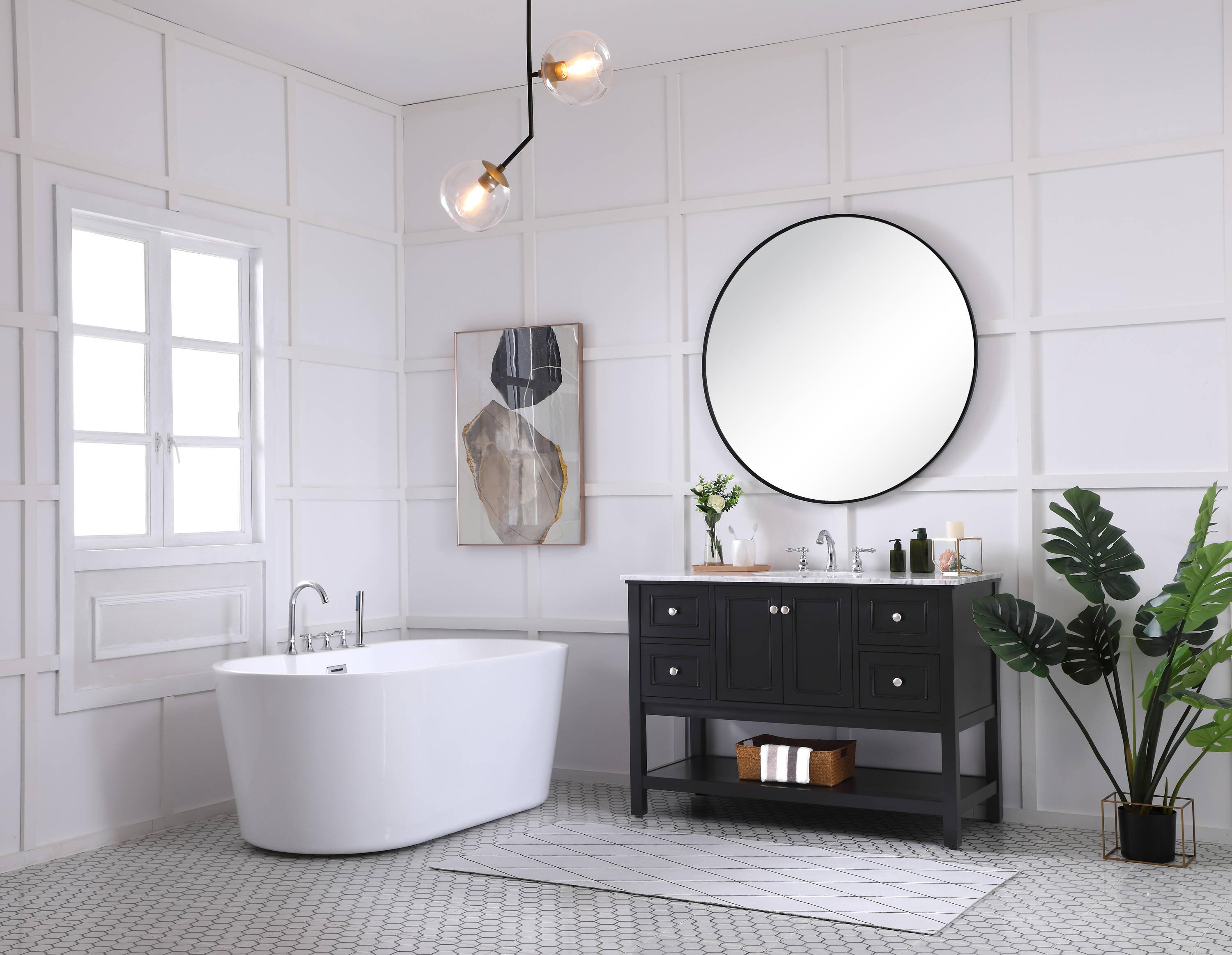 Elegant Decor Metropolis 48" Single Marble Top Bathroom Vanity in Black