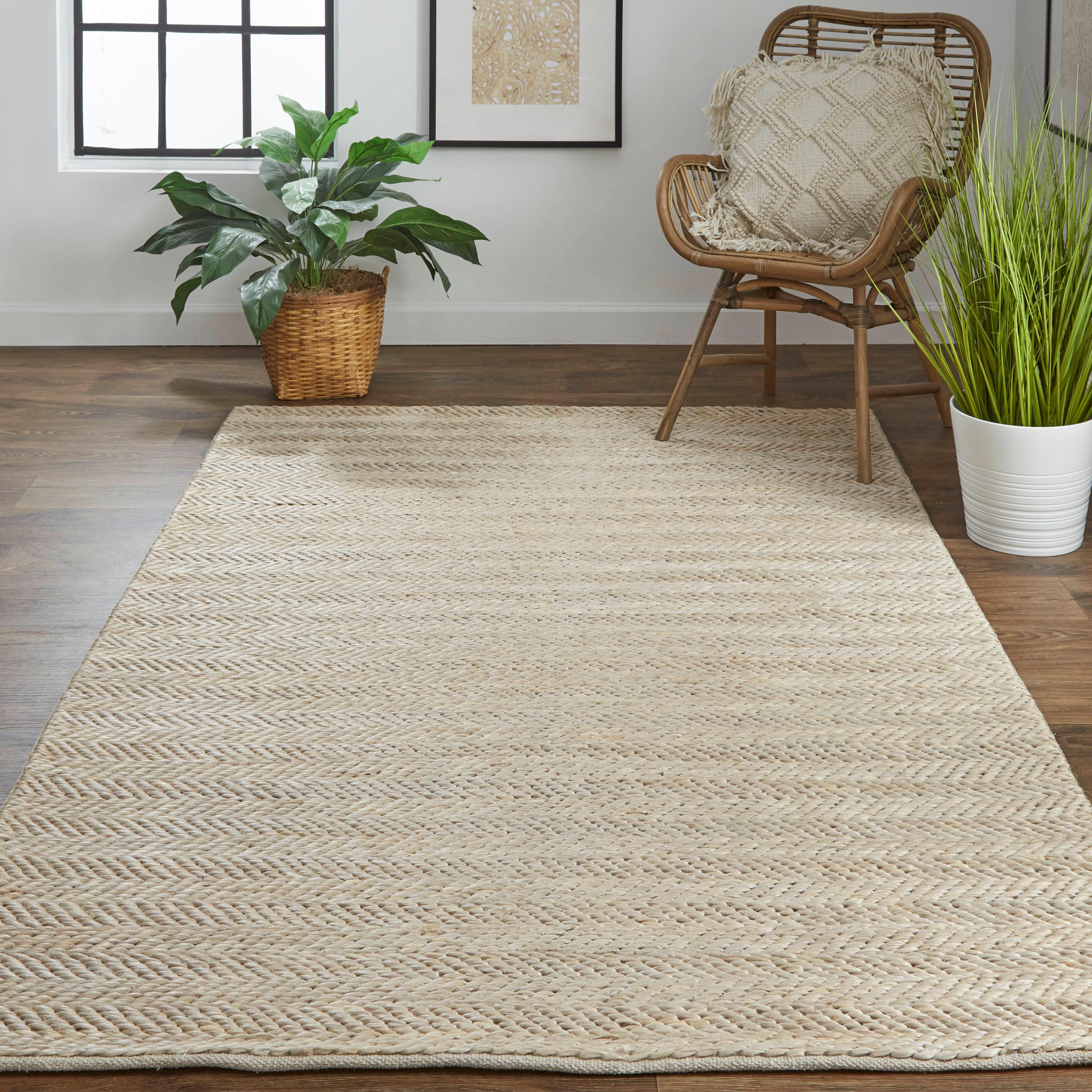 Feizy Kaelani Transitional Geometric, Tan/Gray, 8' x 11' Area Rug Handmade Reversible Casual Solid Floor Rug for Living room Bedroom