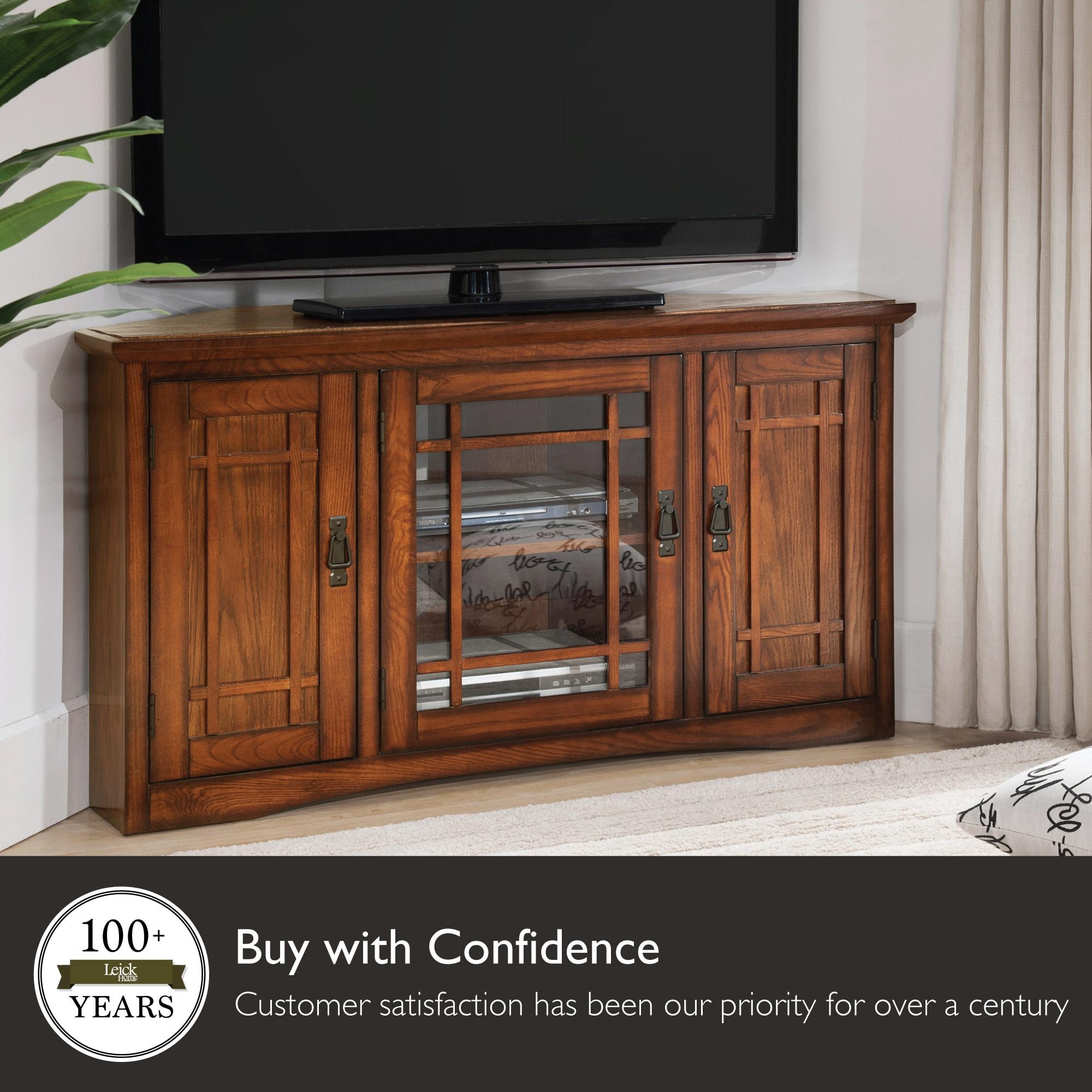 Mission Corner TV Stand with Three Doors in Mission Oak, 46-Inch