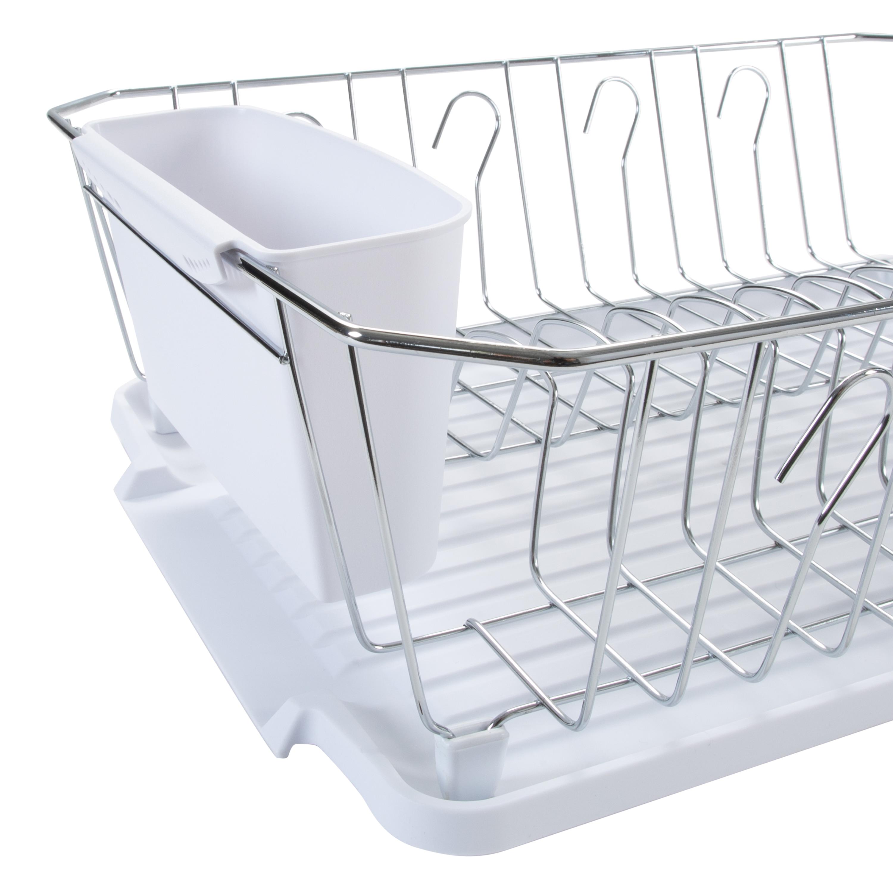 Kitchen Details Chrome 3 Piece Set Dish Rack in White