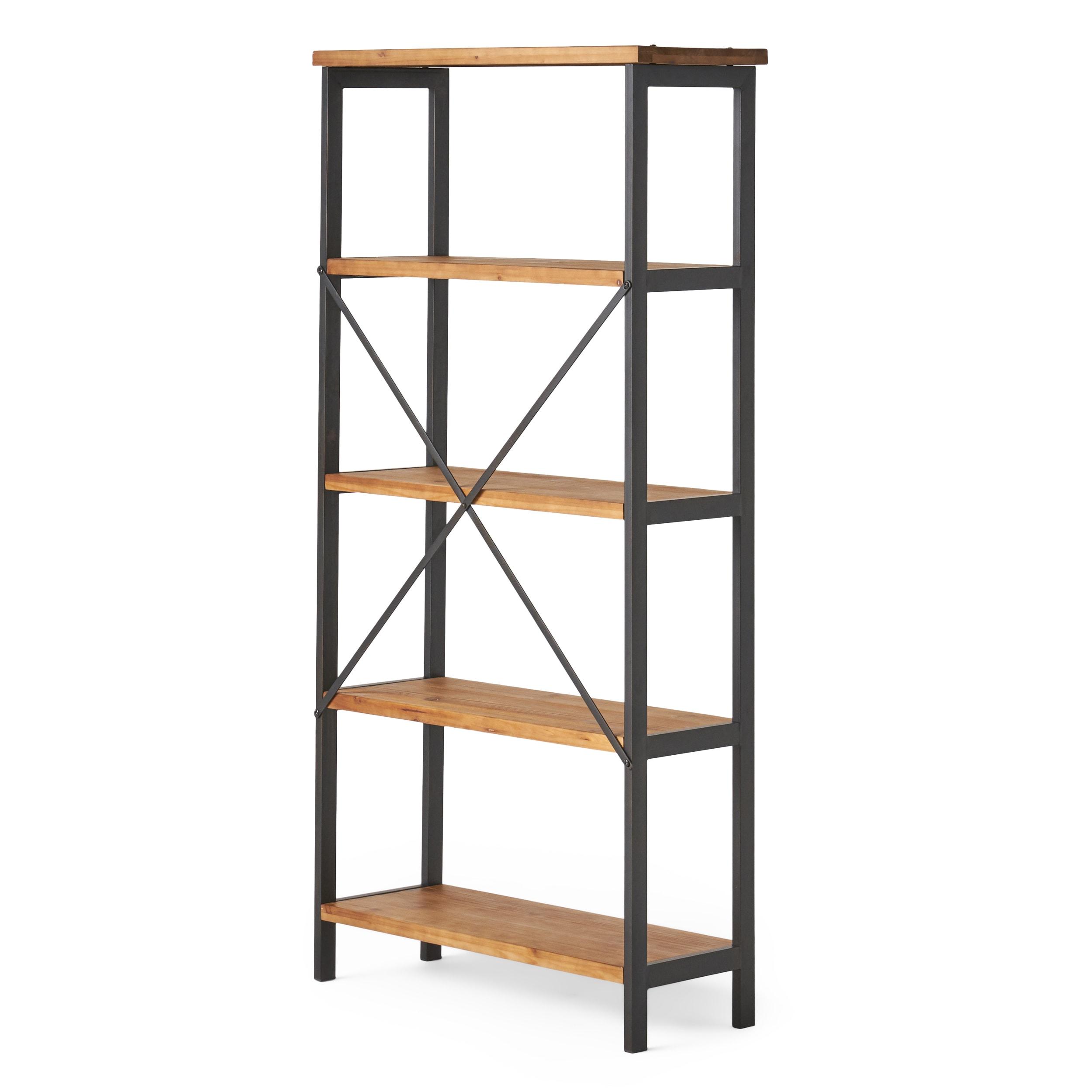 Christopher Knight Home Perth 68.5" 5-Shelf Industrial Bookcase Antique: Metal & Wood, 250lbs Capacity