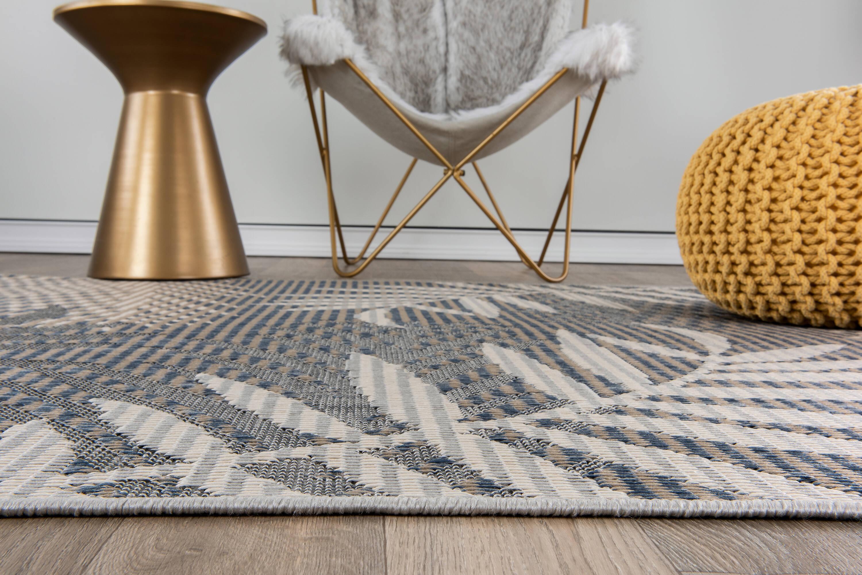 World Rug Gallery Bahama Palm Frond Indoor/Outdoor Area Rug - Gray 7'10" x 10'