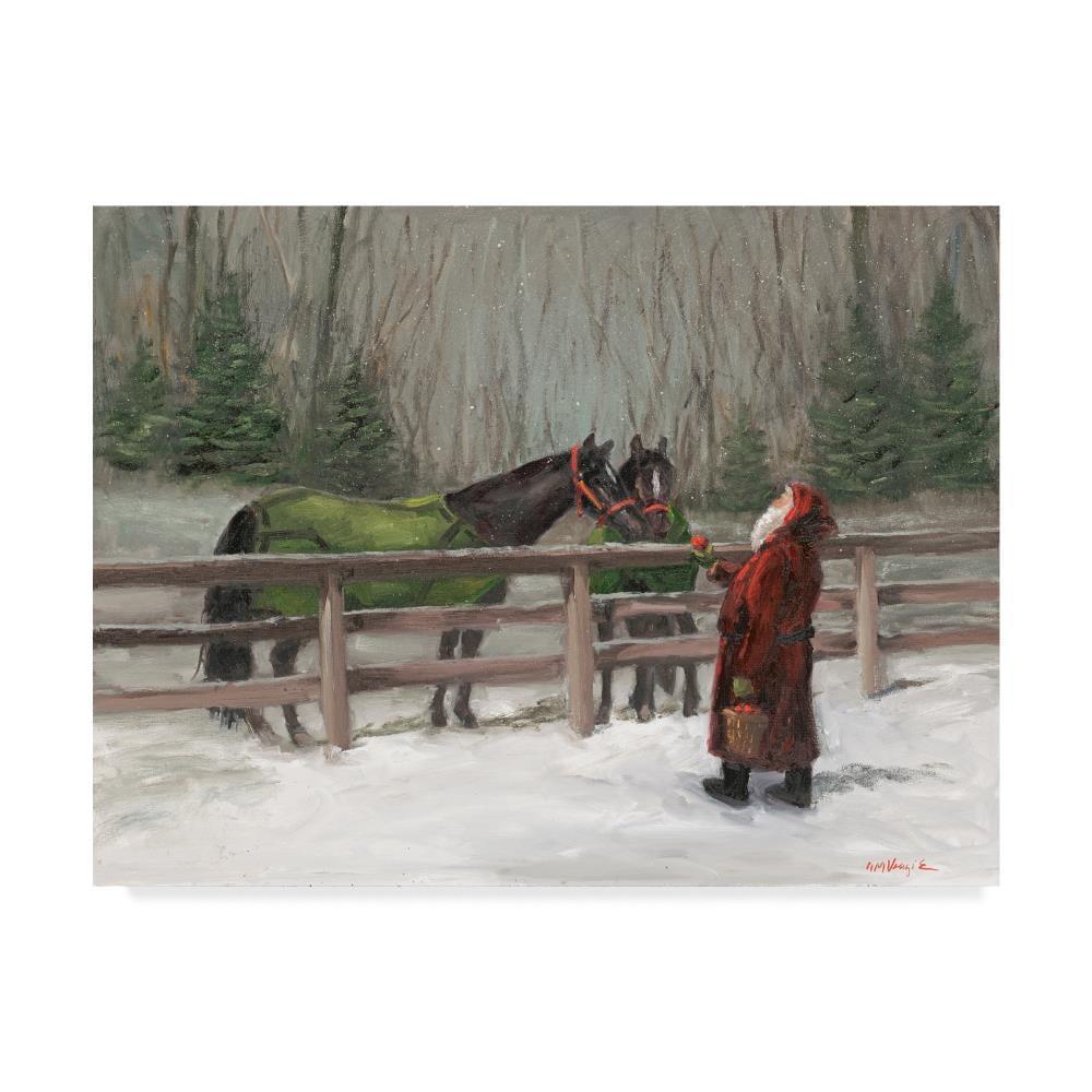 Trademark Fine Art - 18"x24" Mary Miller Veazie 'Santa With Horses' Canvas Art