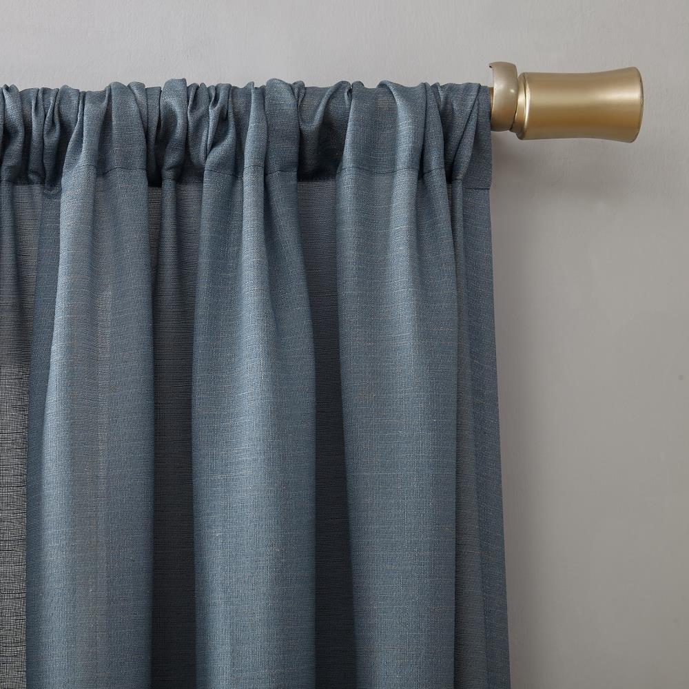 No. 918 Daniela 1-Piece Linen Blend Semi-Sheer Rod Pocket Curtain Panel, 54"x84", Denim Blue