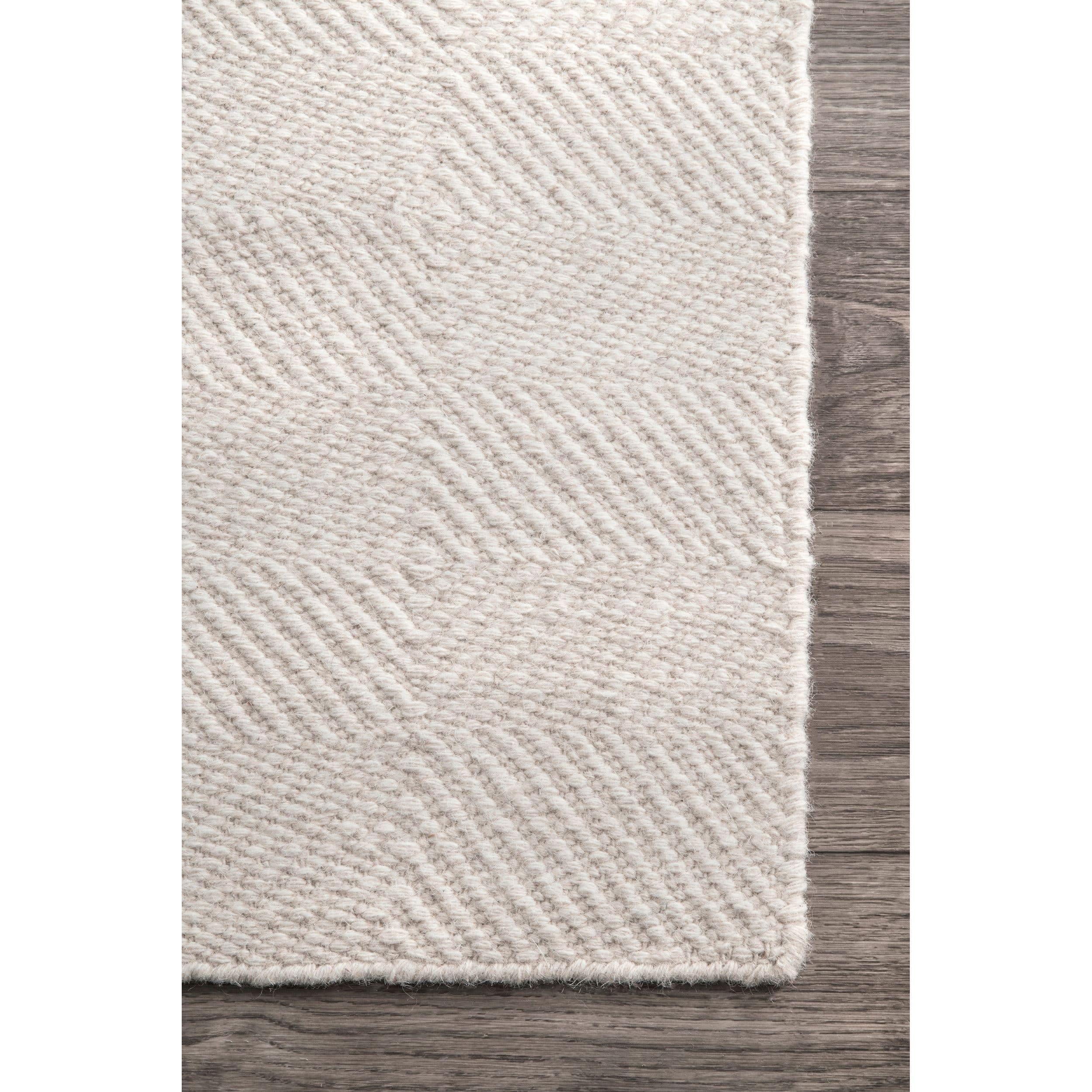 Nuloom Ago Geometric 5x8 Wool Indoor Area Rug for Living Room Bedroom Dining Room Kitchen, Cream/Ivory