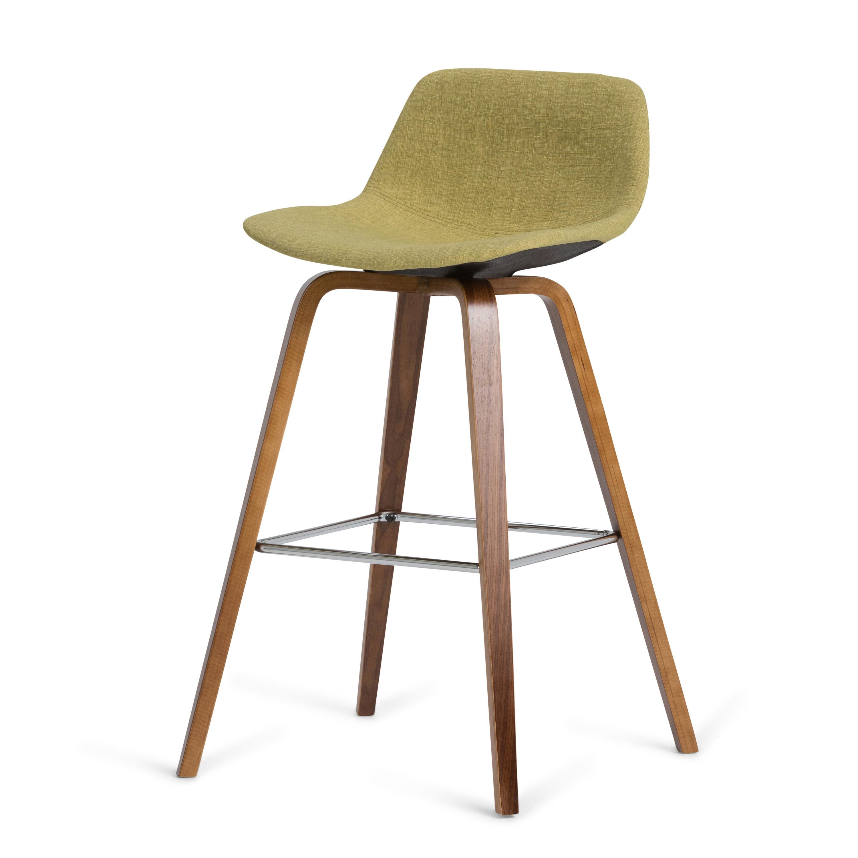 Simpli Home Randolph Mid Century Modern 28 inch Bentwood Counter/ Bar Height Stool (Set of 2) in Acid Green Linen Look Fabric