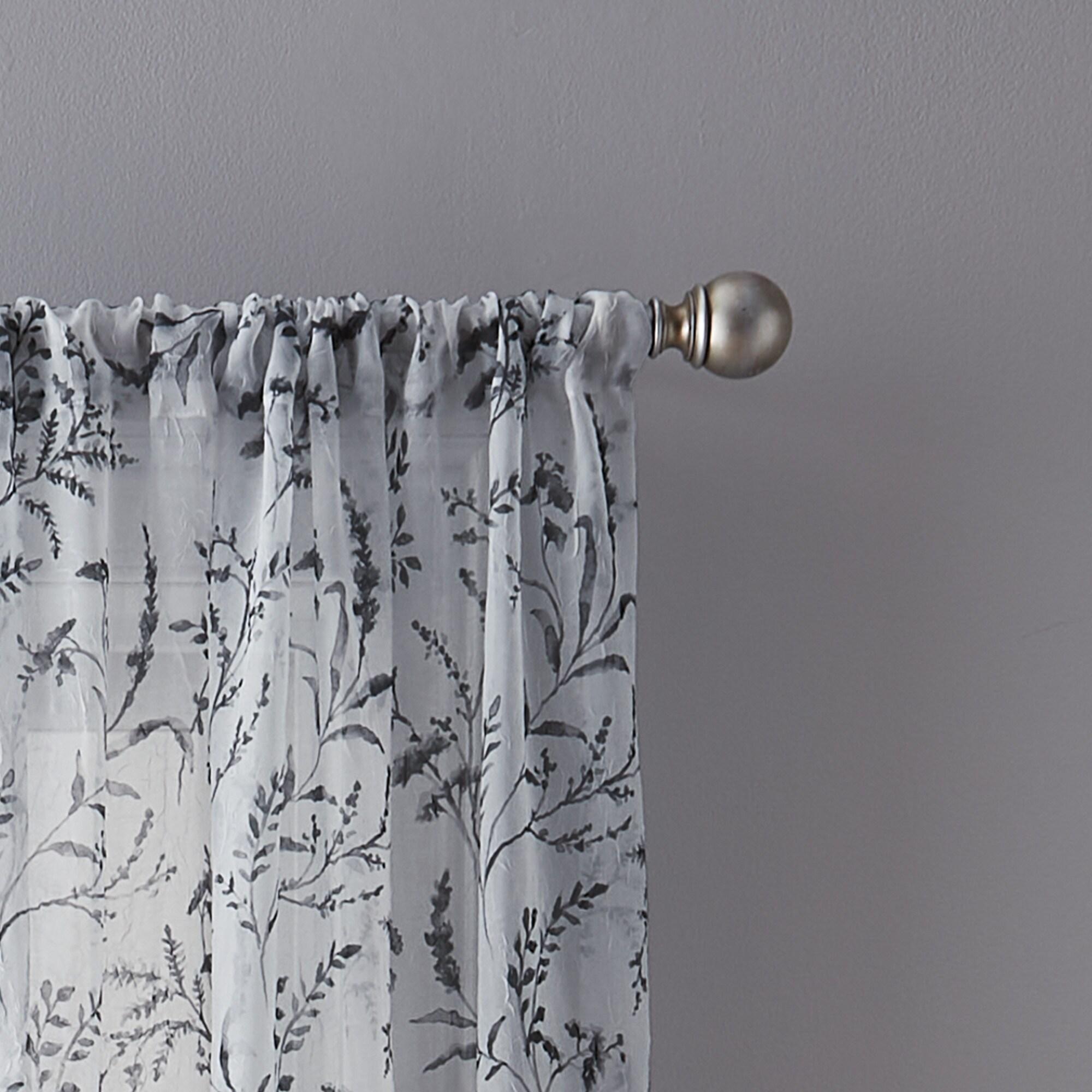 CHF Santa Barbara 84" Curtain Panel, Floral, Gray, Adult