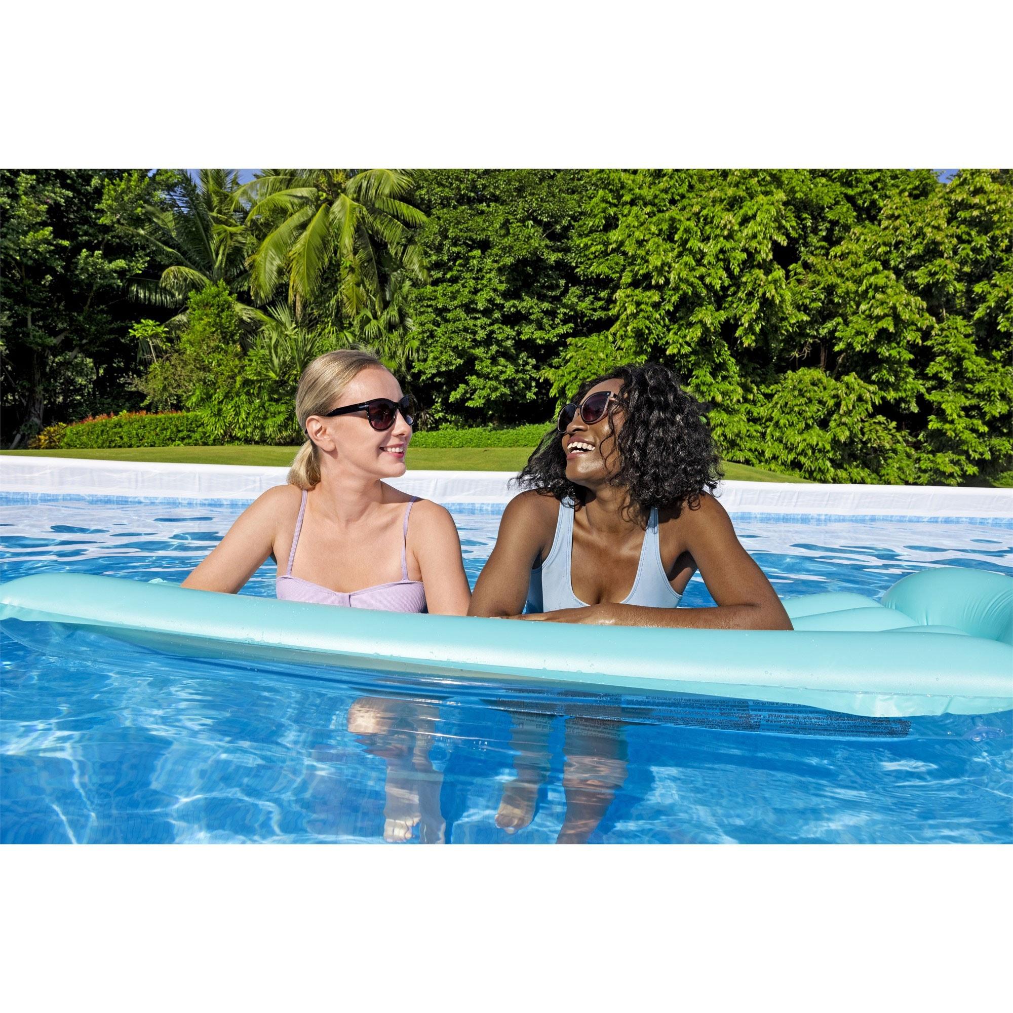 Bestway 24-ft x 12-ft x 52-in Metal frame Rectangle Above-Ground Pool with Filter Pump with Pool Cover with Ladder