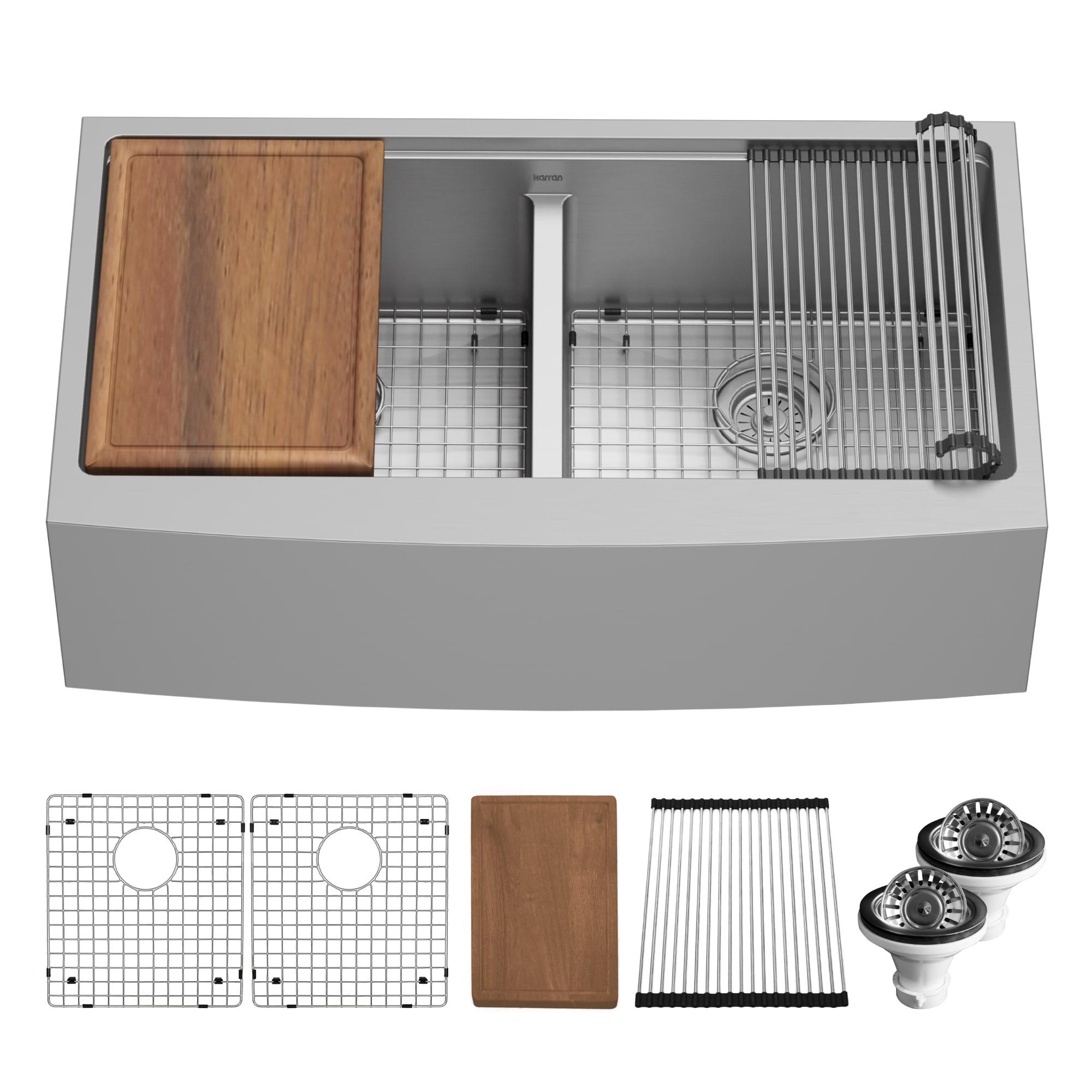 Elite Workstation 36'' L Double Bowl Stainless Steel Kitchen Sink