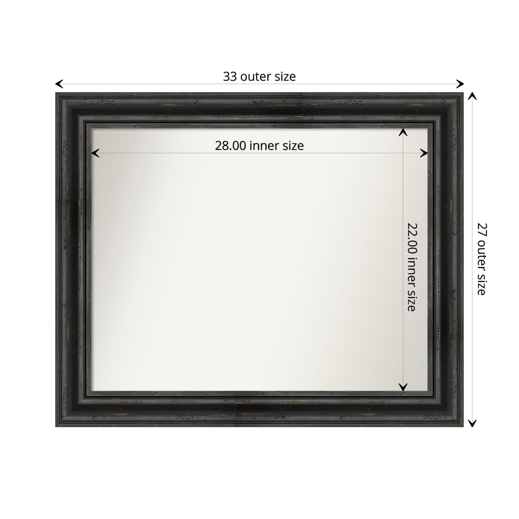 Amanti Art Rustic Pine Black Non-Beveled Wood Bathroom Wall Mirror 27.5 x 33.5 in.