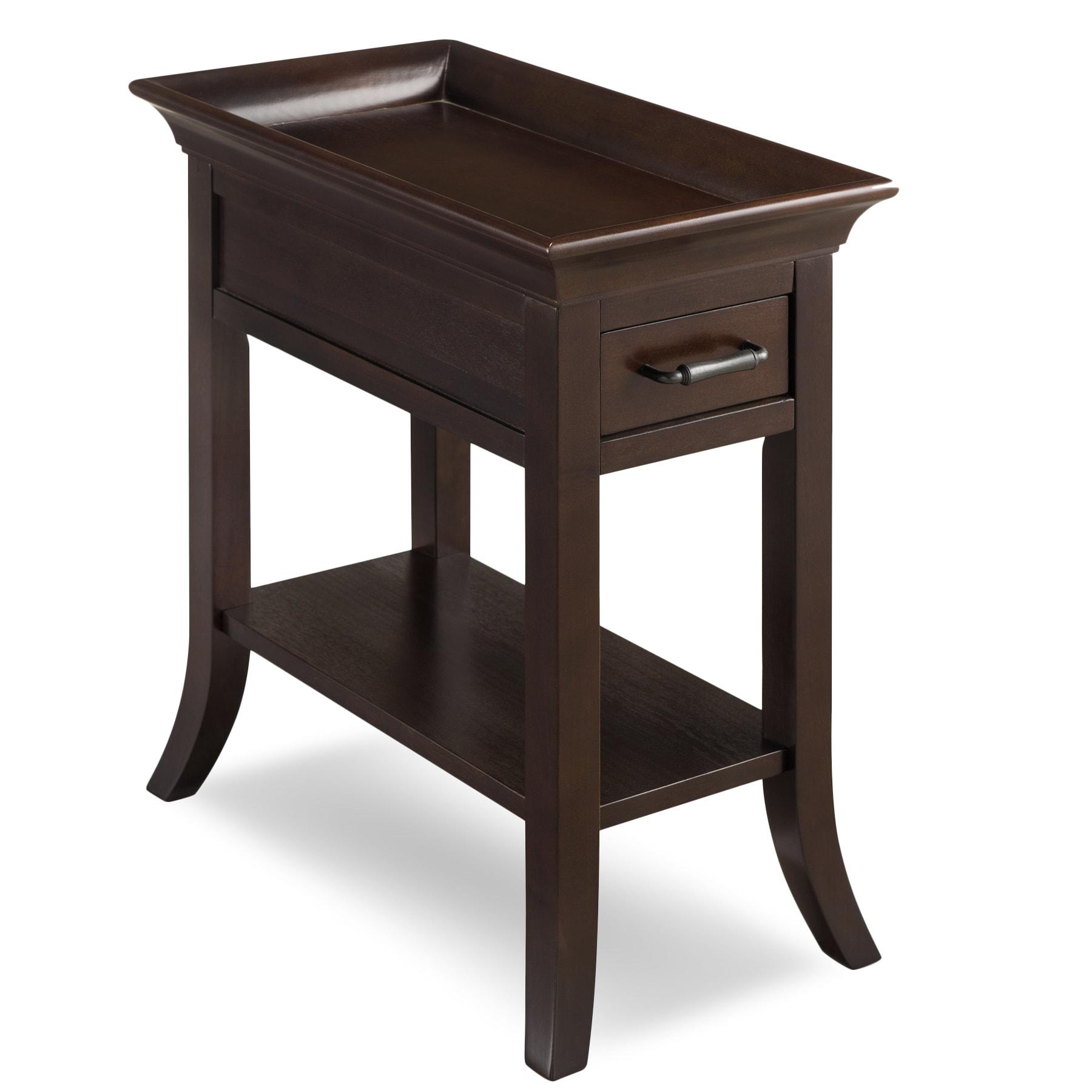 Traditional Cherry Tray Edge End Table in Chocolate Cherry