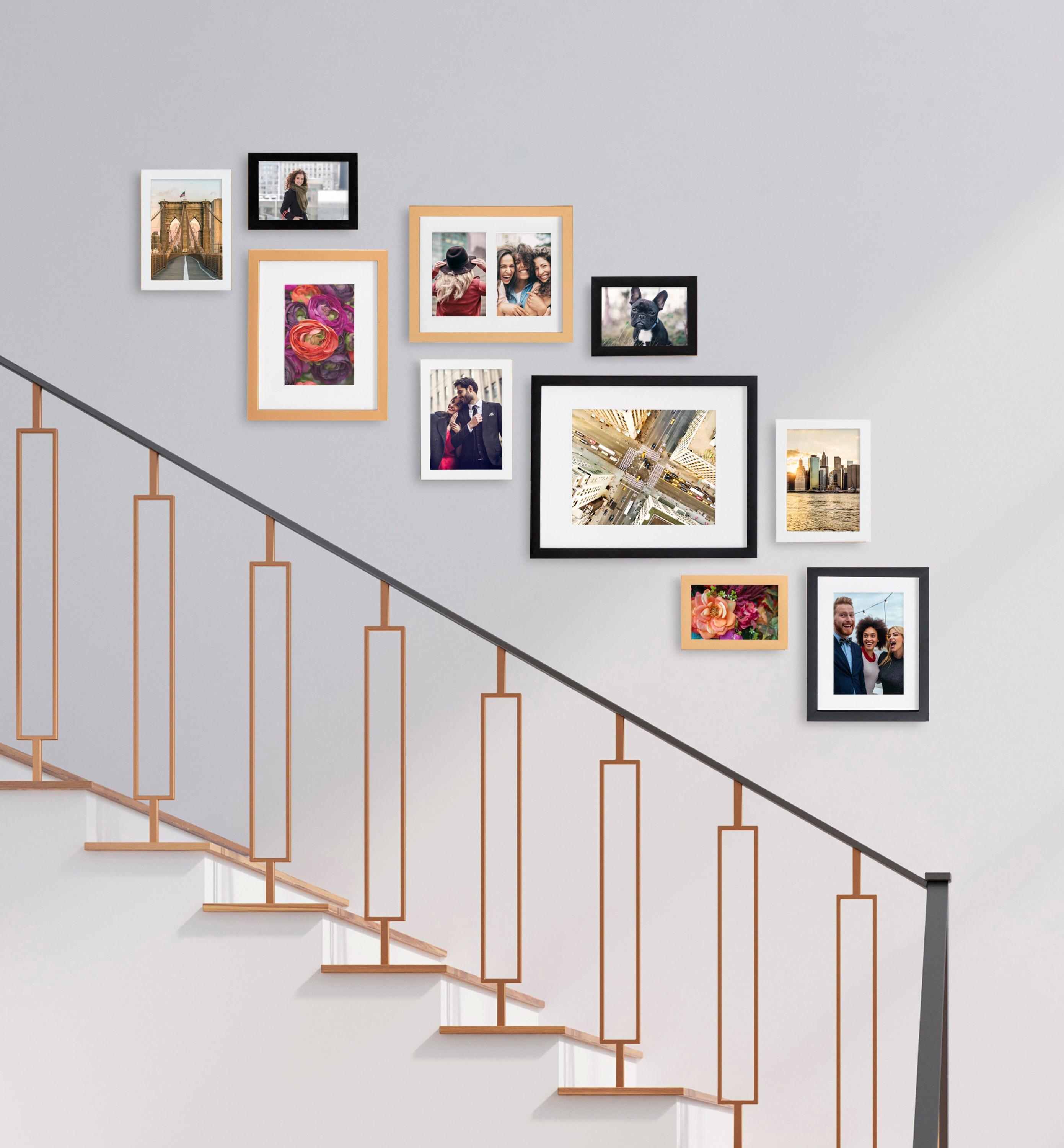 Kate and Laurel Gallery Modern Glam Frame Set, Set of 10, Black, White, and Gold
