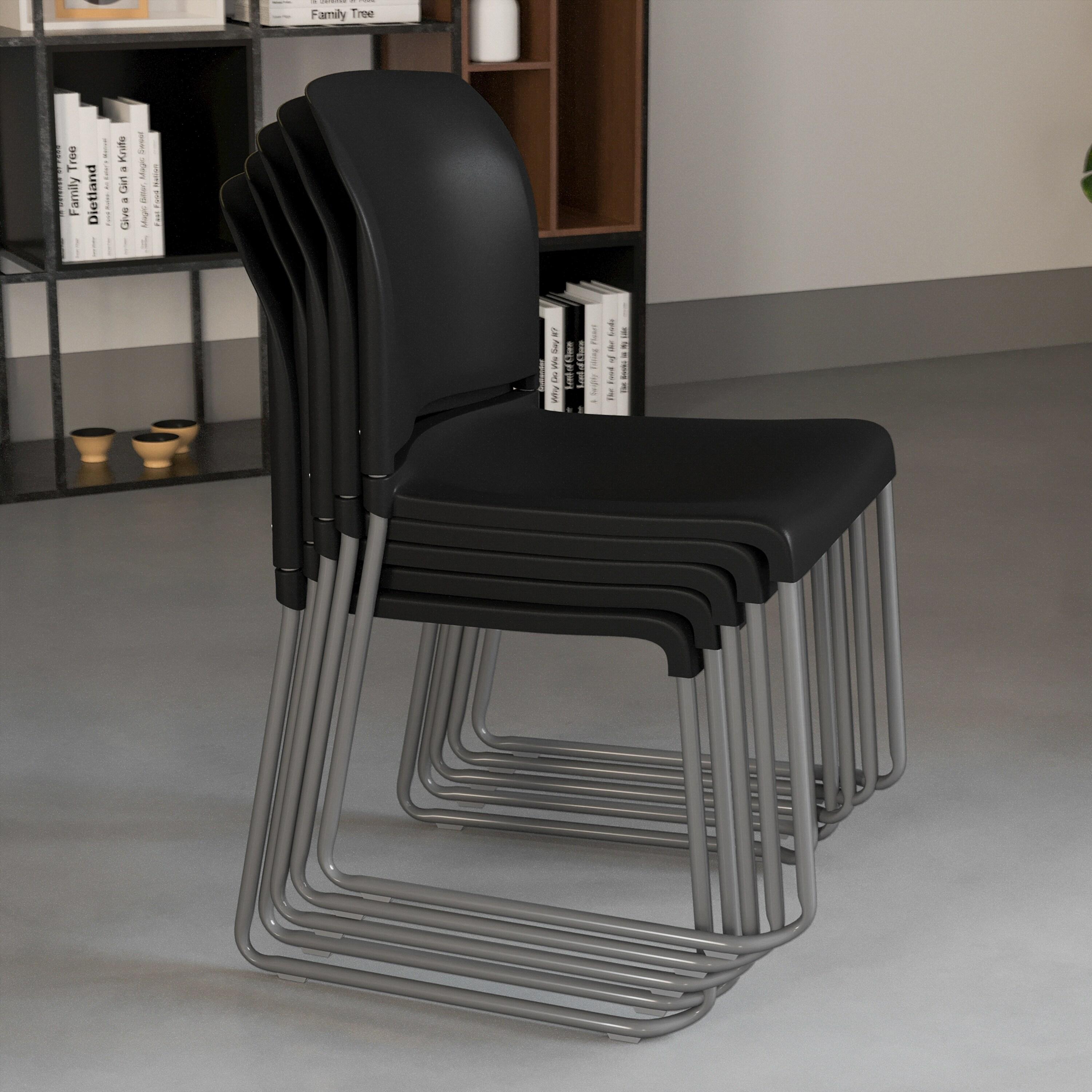 Flash Furniture Brielle Contoured Sled Base Stackable Waiting Room Chairs (Set of 5)