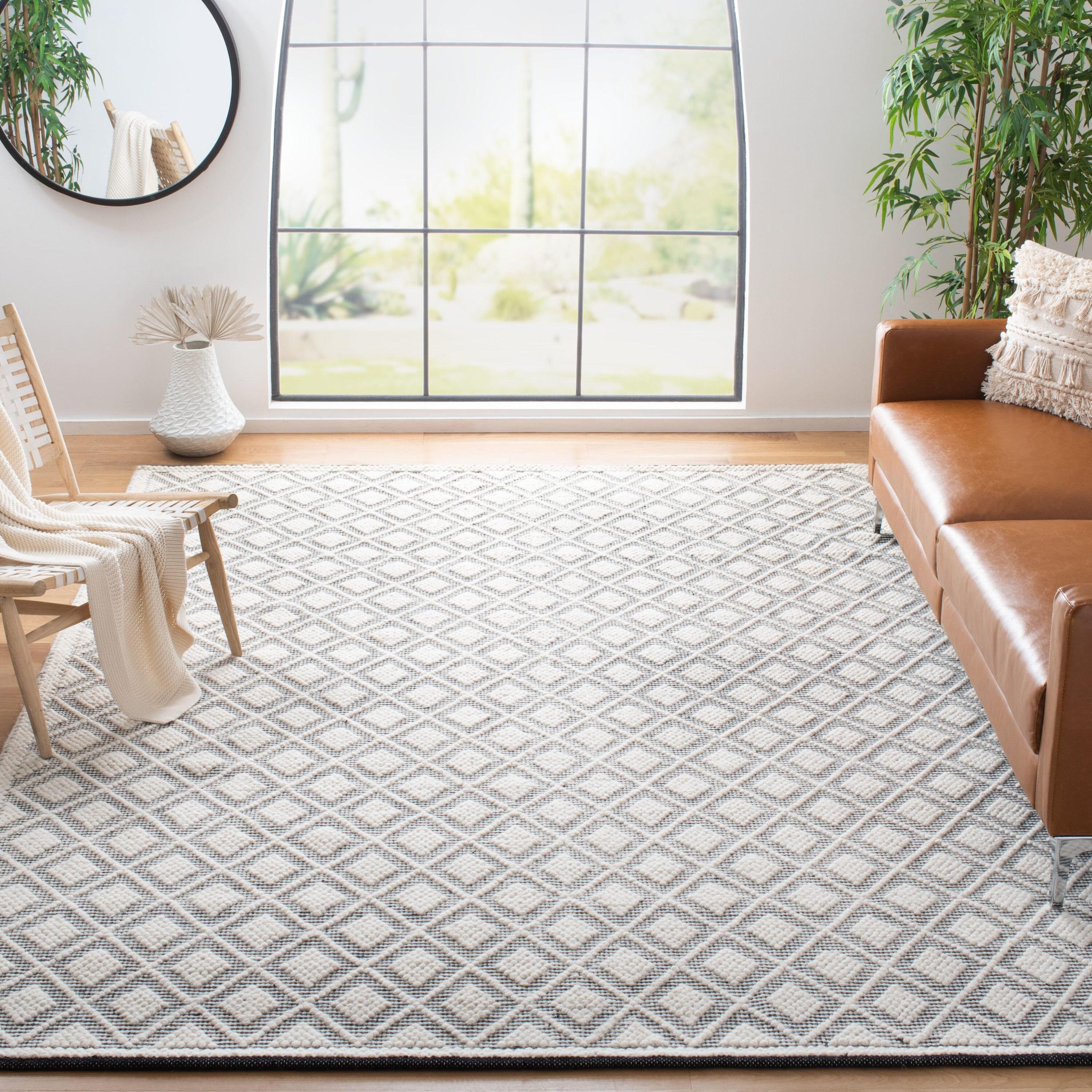 Natura NAT475 Hand Woven Area Rug - Ivory/Black - 6'x6' - Safavieh.