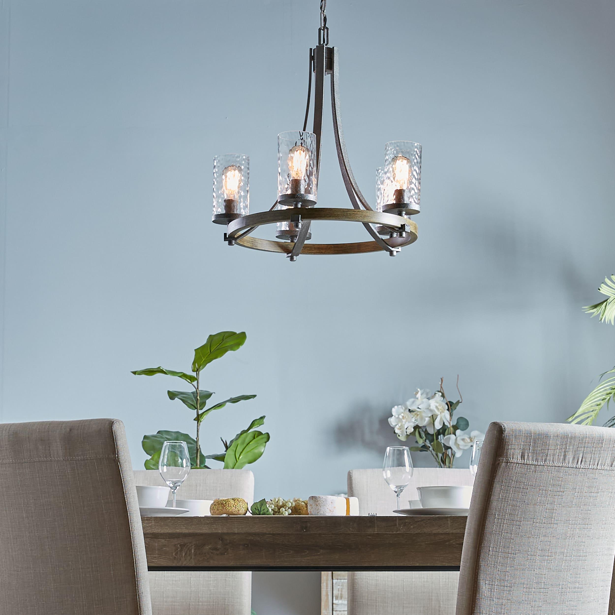 Steffens Iron & Textured Glass Chandelier (24"-48")