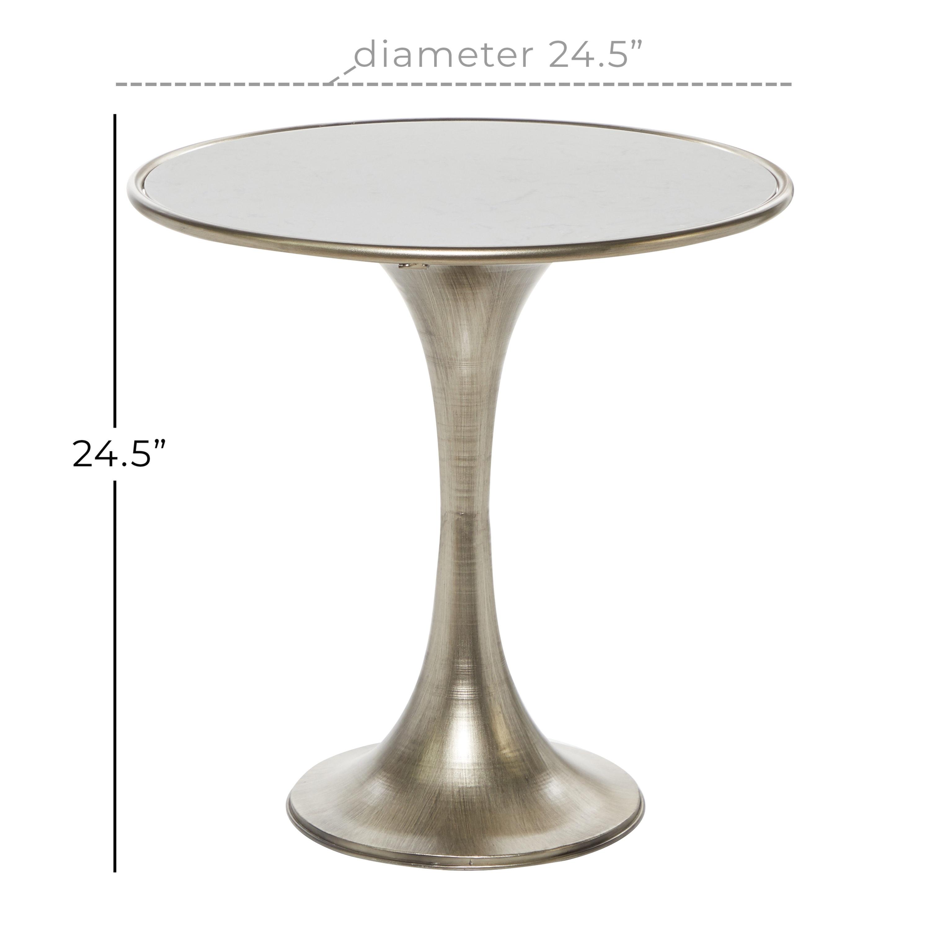 Industrial Marble Accent Table Silver - Olivia & May: Pedestal, No Assembly Required