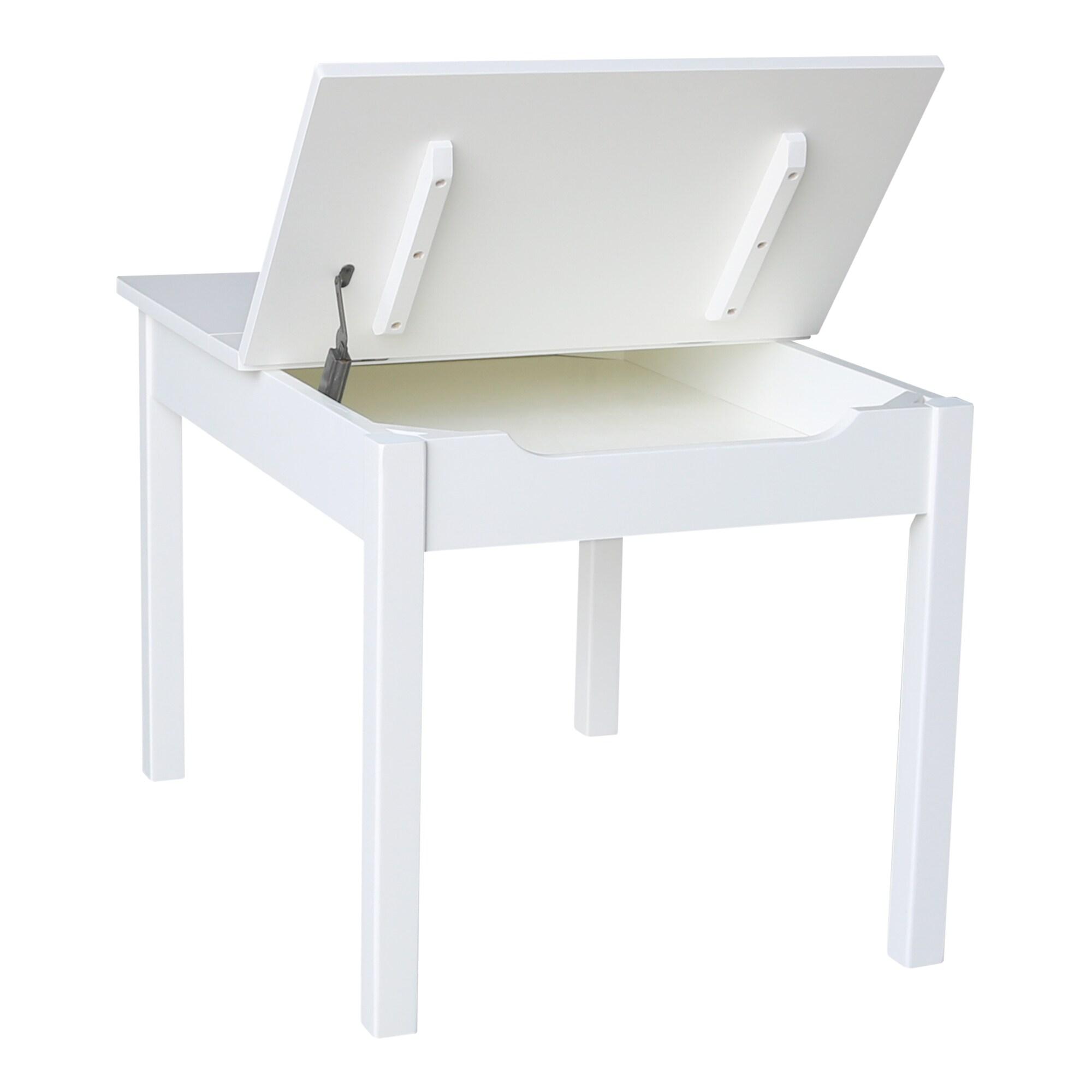 International Concepts Table With Lift Up Top For Storage, White