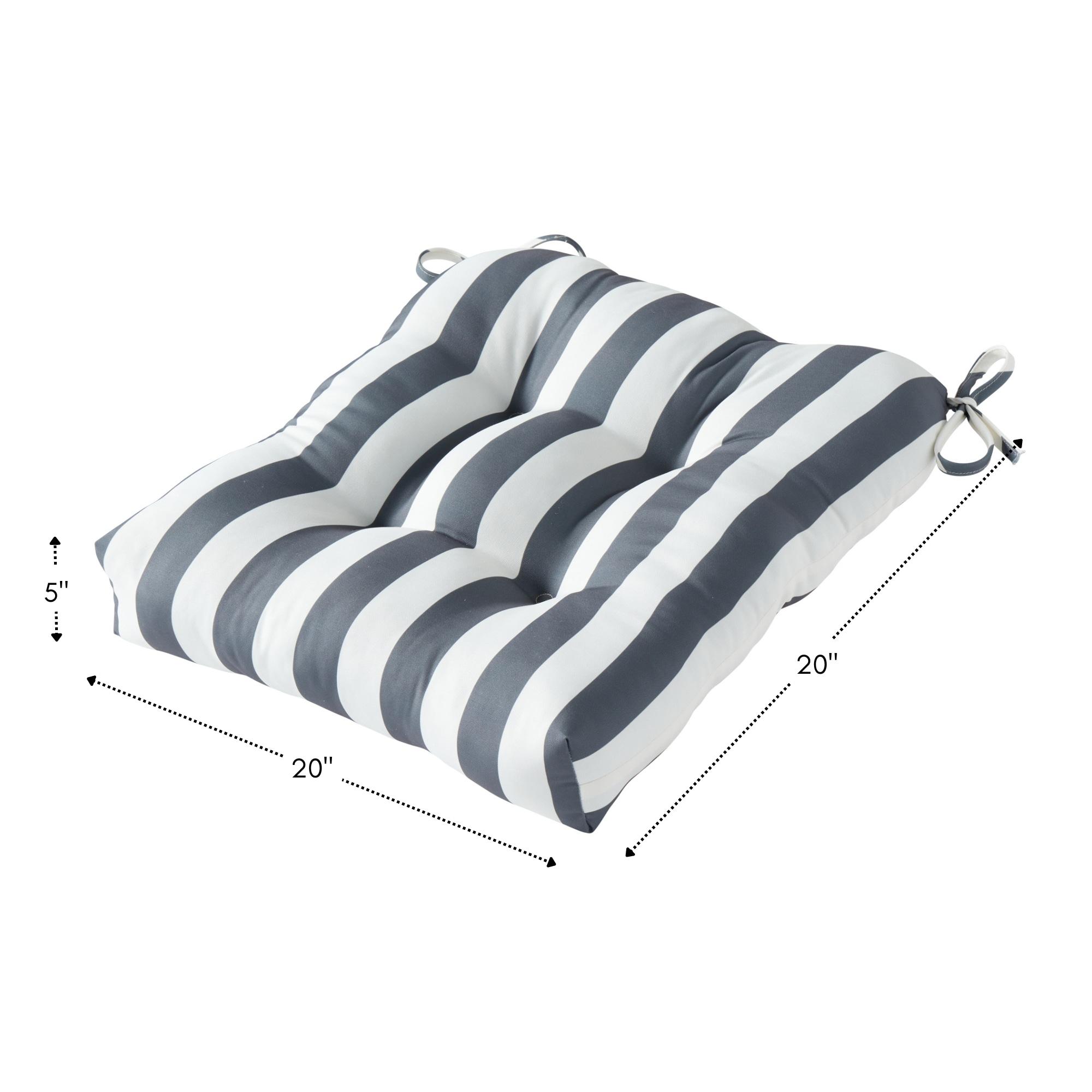 Canopy Stripe Gray 20 in. Square Outdoor Tufted Seat Cushion (set of 2) by Greendale Home Fashions