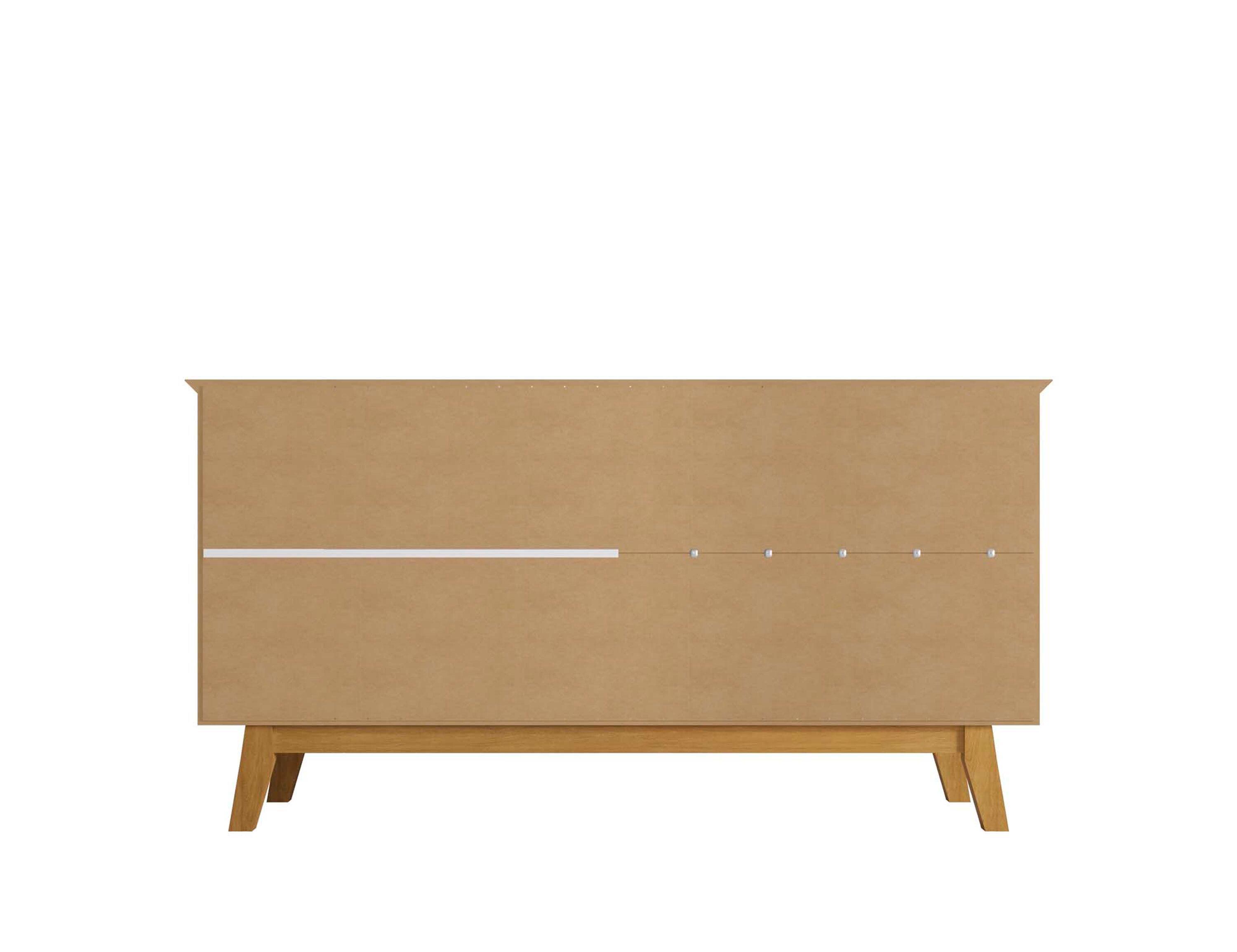 Manhattan Comfort 62.99" Yonkers Sideboard Rustic Brown: Mid-Century Modern, MDF, 4-Door Storage