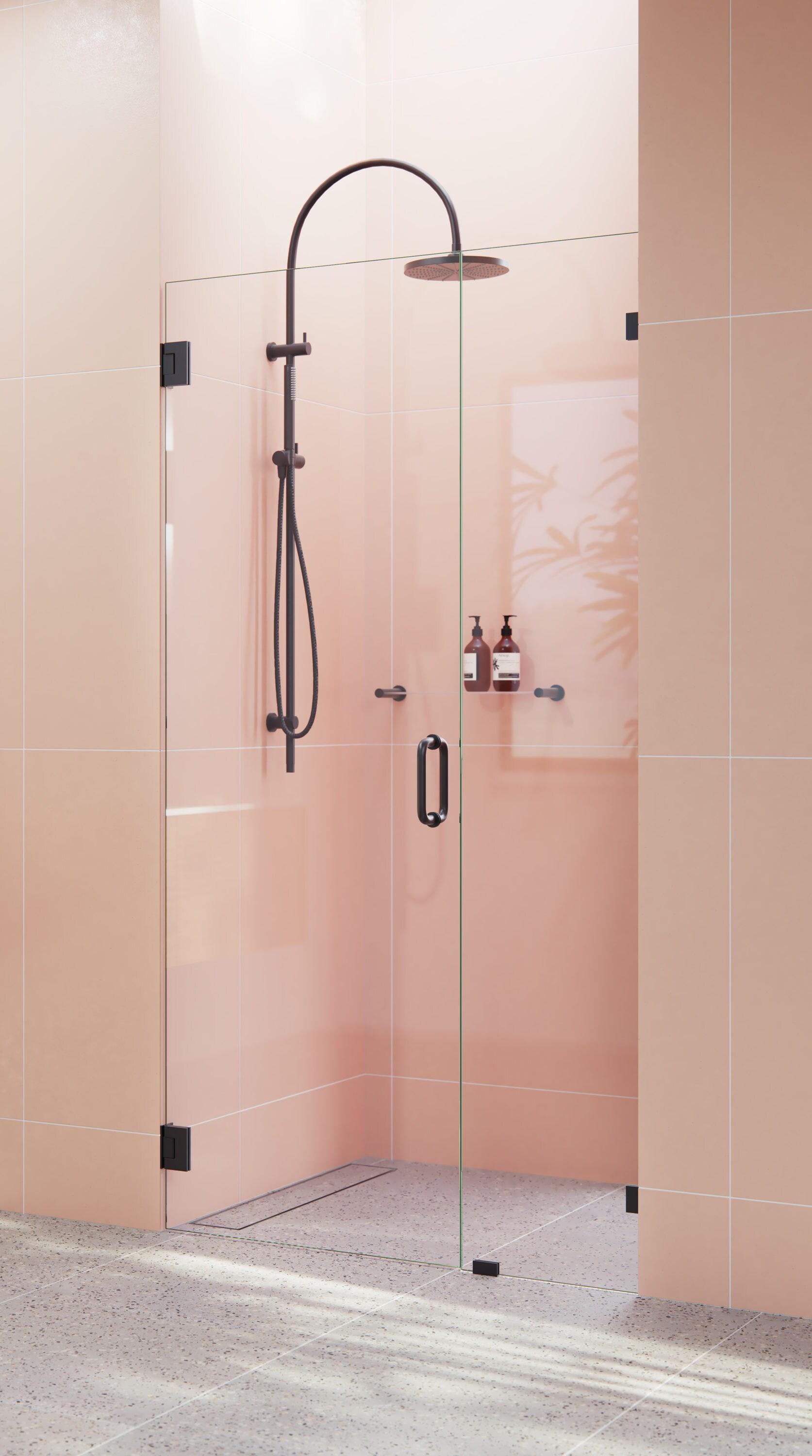 Illume 42.75 in. x 78 in. Fully Frameless Wall Hinge Shower Door