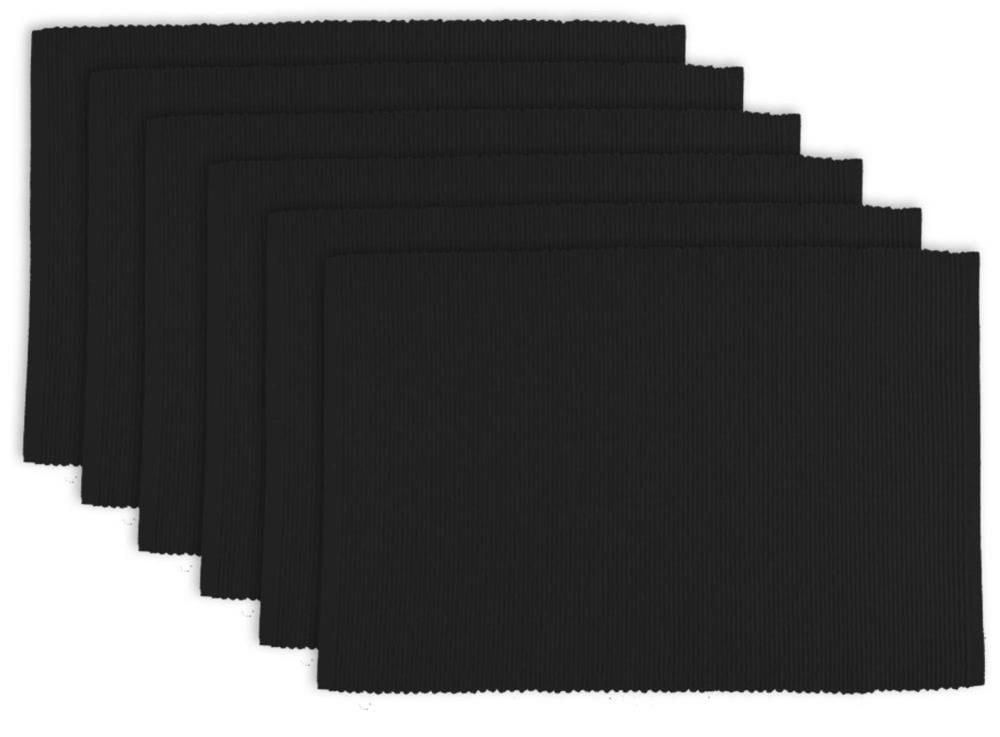 Design Imports Black Ribbed Placemat Set/6