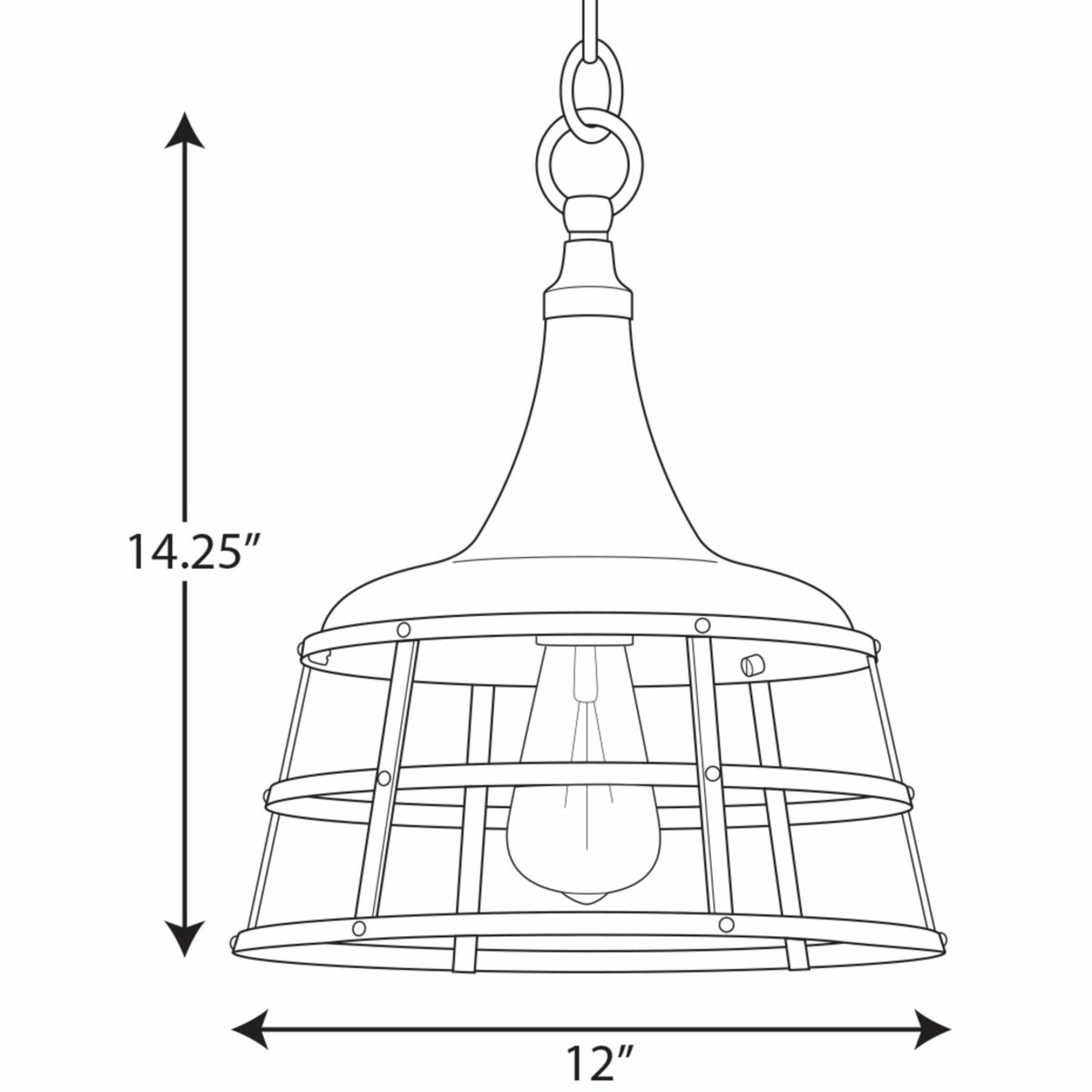 Progress Lighting Bastille Collection 1-Light Mini-Pendant, Steel, White Finish, Country Basket Shade