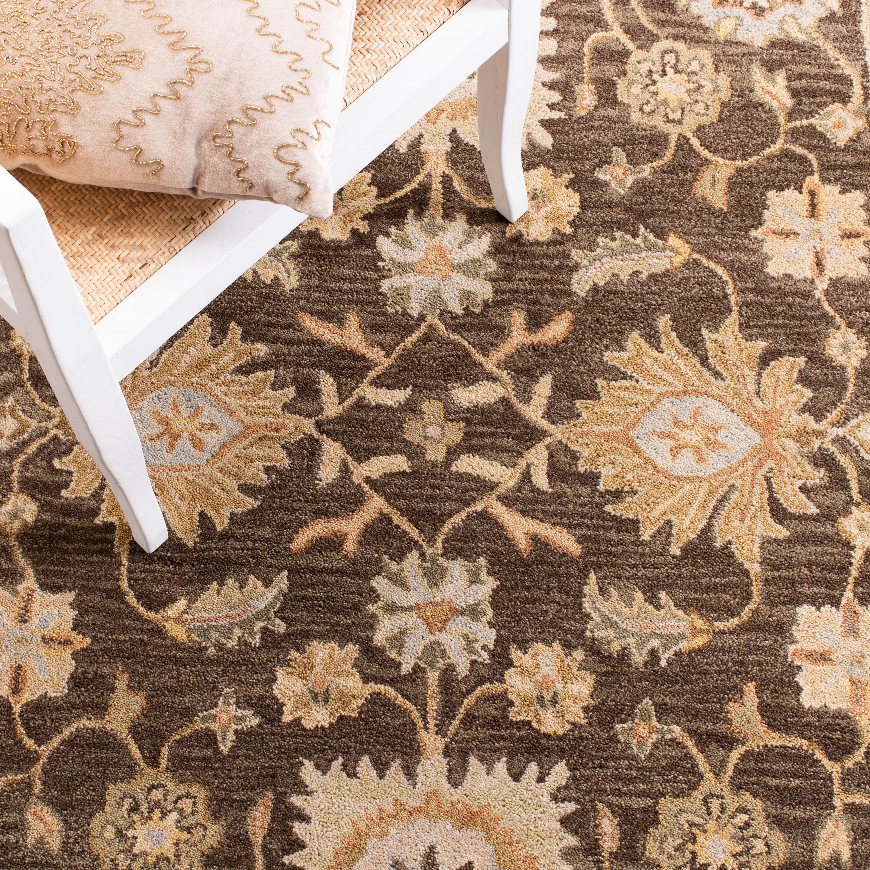 SAFAVIEH Anatolia Sherman Floral Wool Runner Rug, Brown/Taupe, 2'3" x 8'