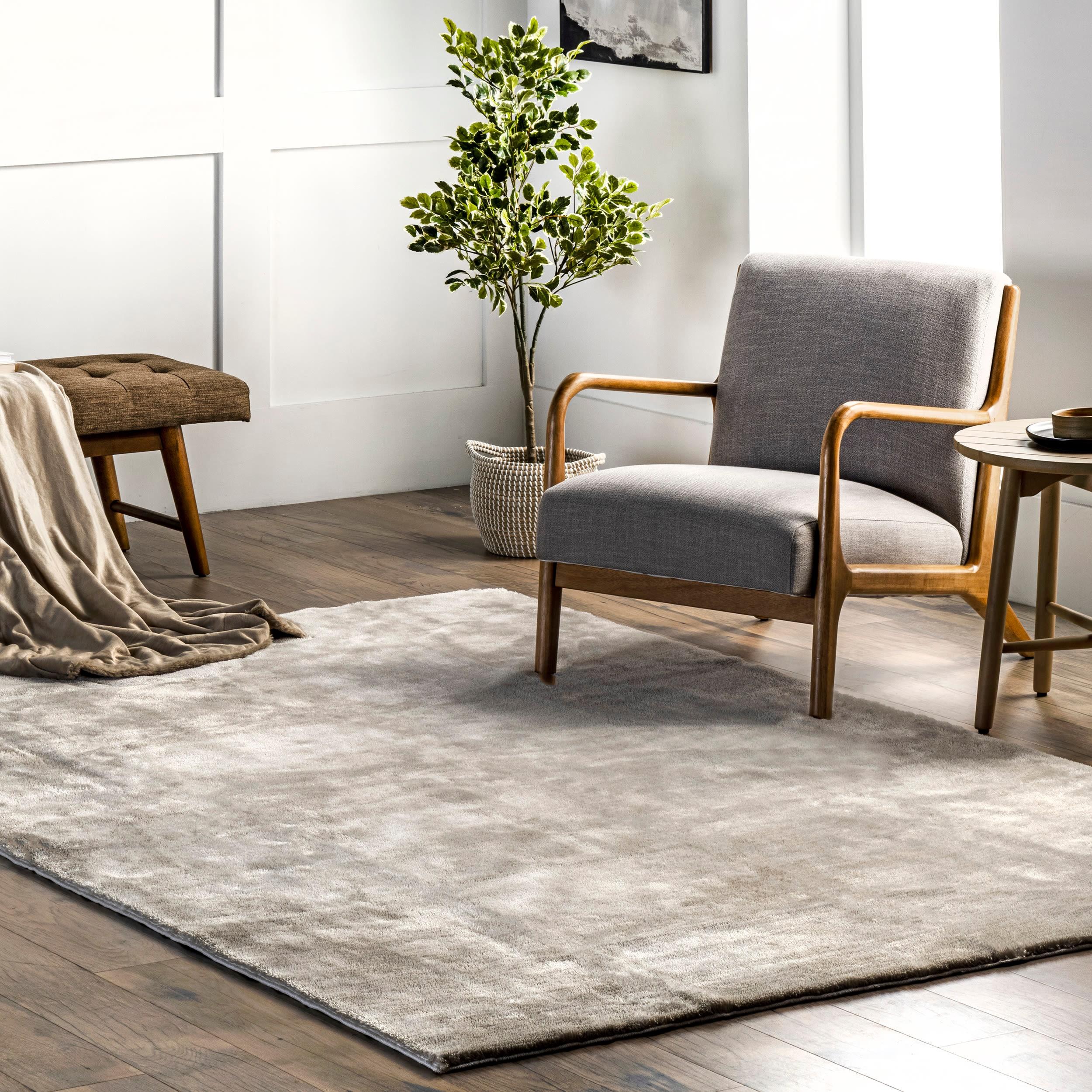 Nuloom Loni Cozy Plush Solid Pet Friendly Premium Machine Washable Shag Area Rug, 5' x 8', Beige