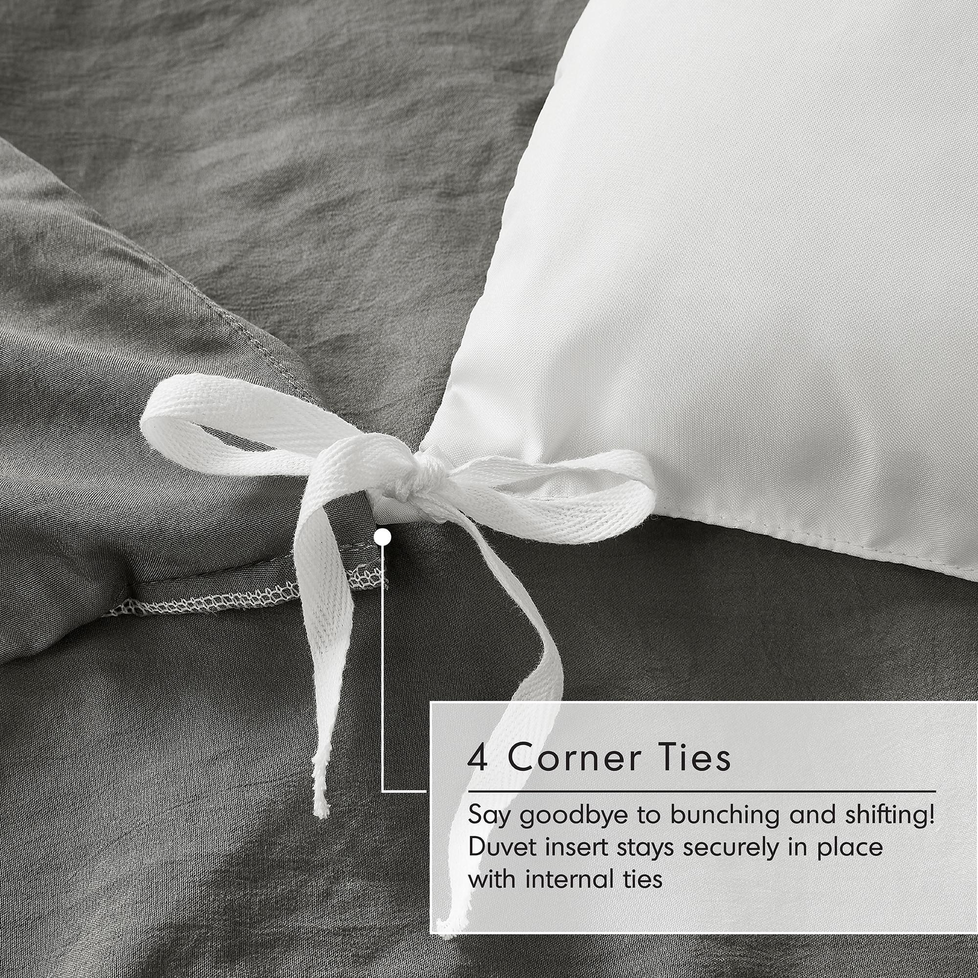 Comfort Spaces Grey Twin Size Duvet Cover Set - 2 Pieces Pintuck Pleated Duvet Cover All Season Lightweight, Extra Softness Pre-Washed Microfiber Twin Bedding Cover Shams, Twin/Twin XL