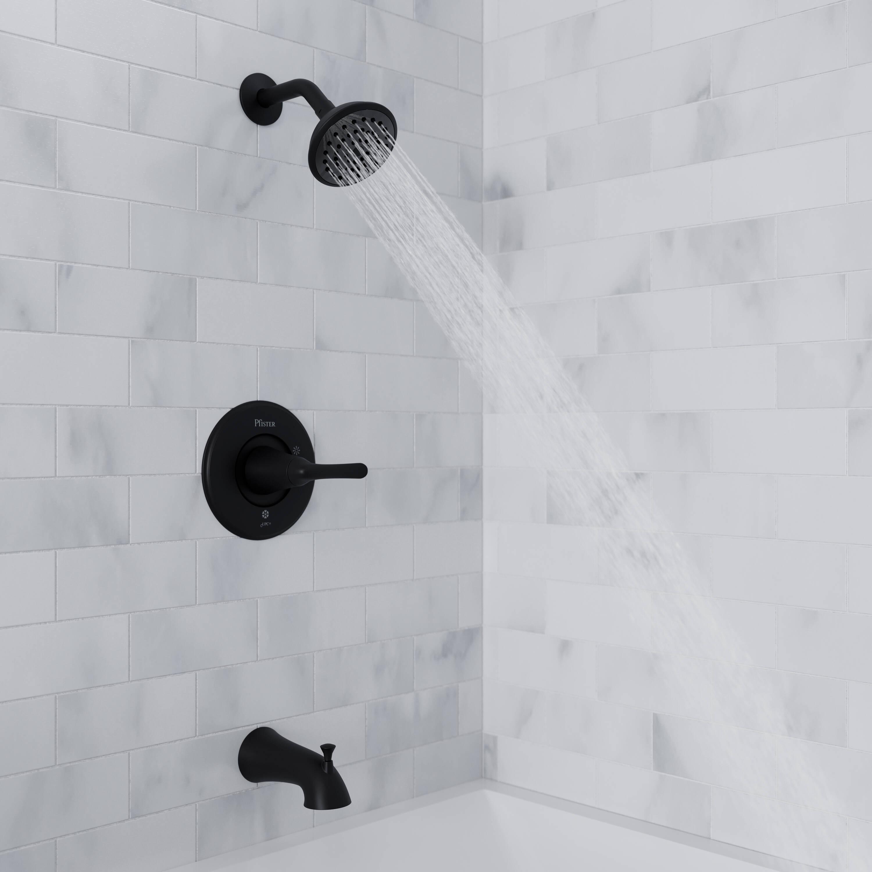 Pfister Willa Tub & Shower Trim Kit, Valve and Cartridge Included, 1-Handle, Spot Defense Matte Black Finish, 8P8WS2MALSSDB