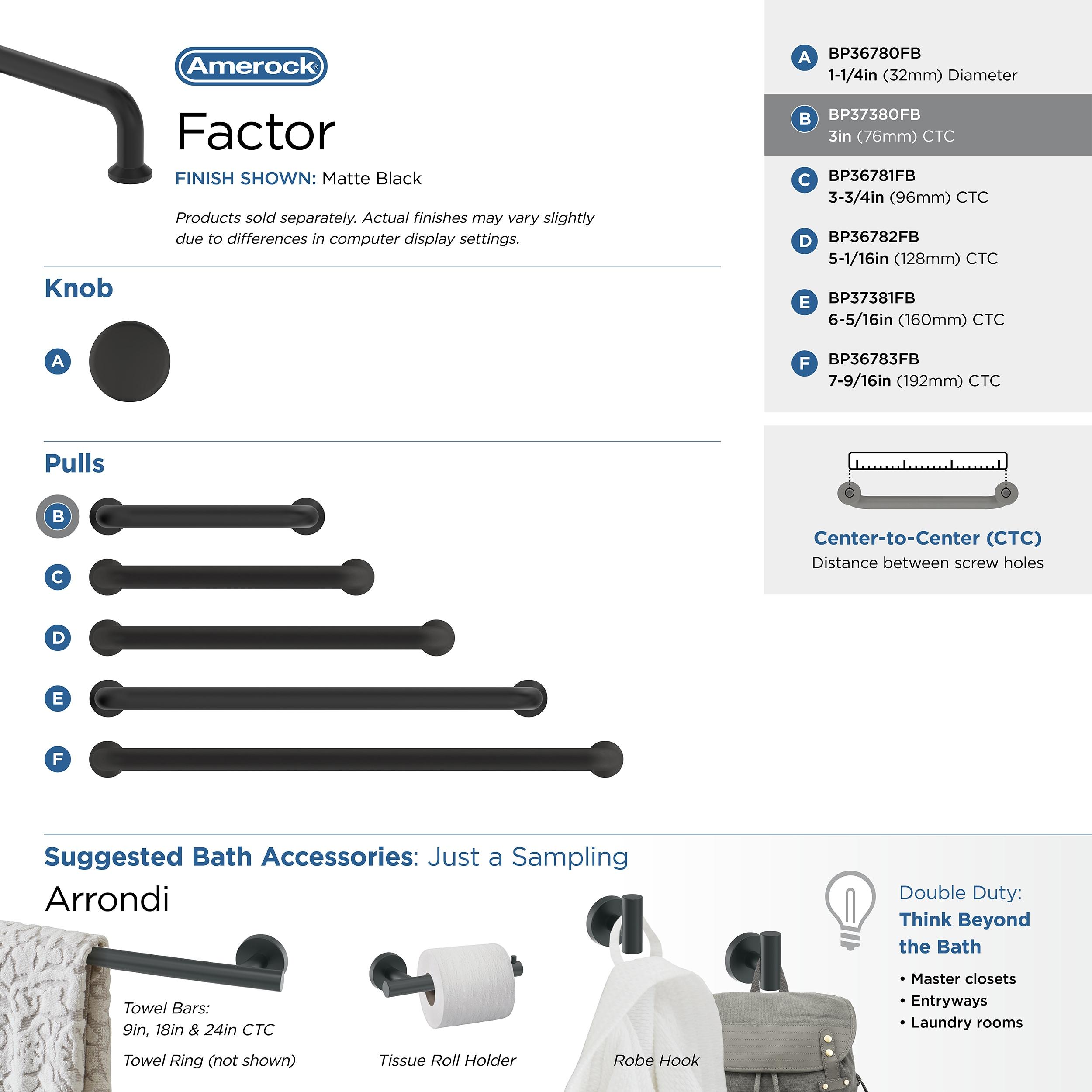 Factor 3 in (76 mm) Center-to-Center Cabinet Pull