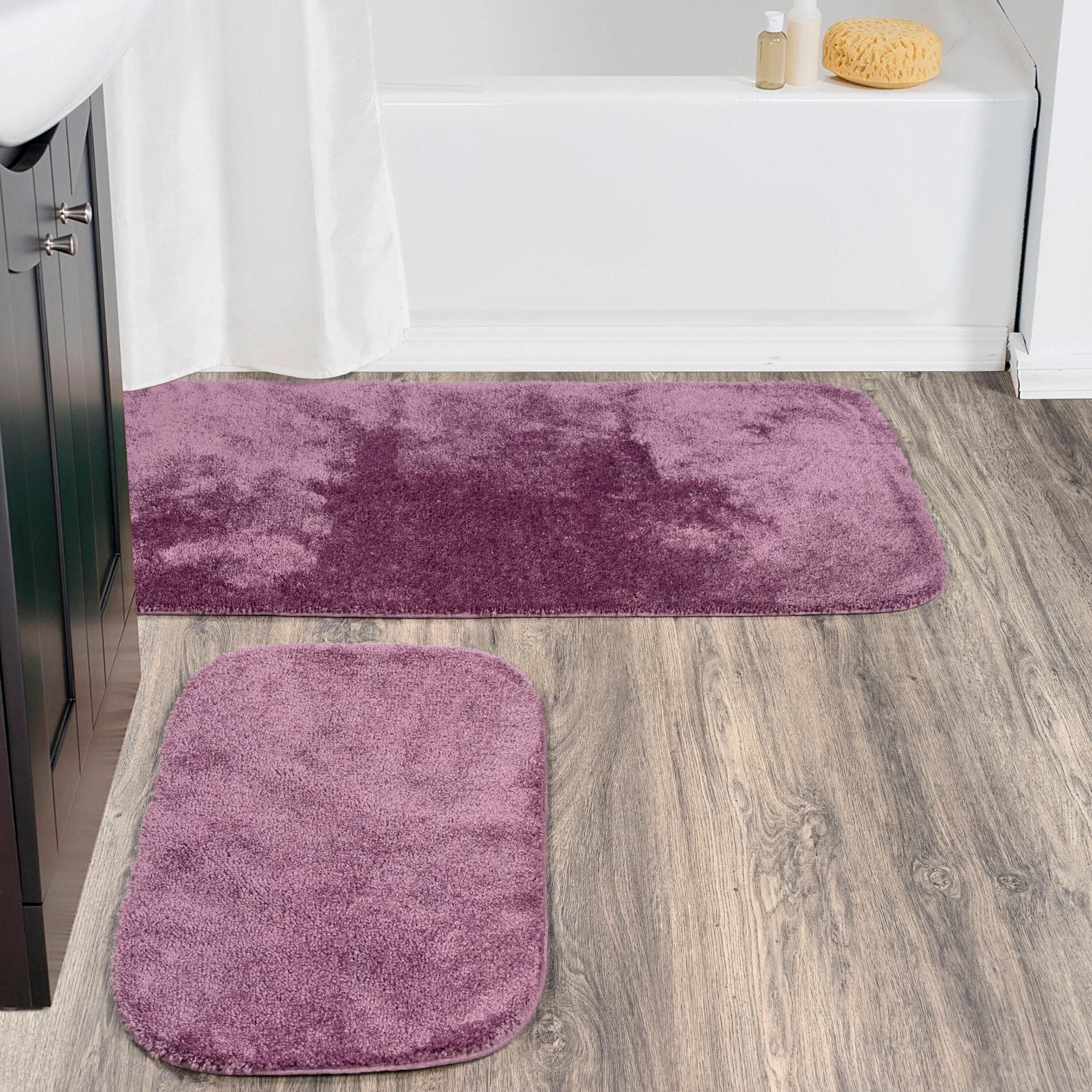2pc Traditional Nylon Washable Bathroom Rug Set Purple - Garland Rug: Machine Made, Tufted, Latex Backing