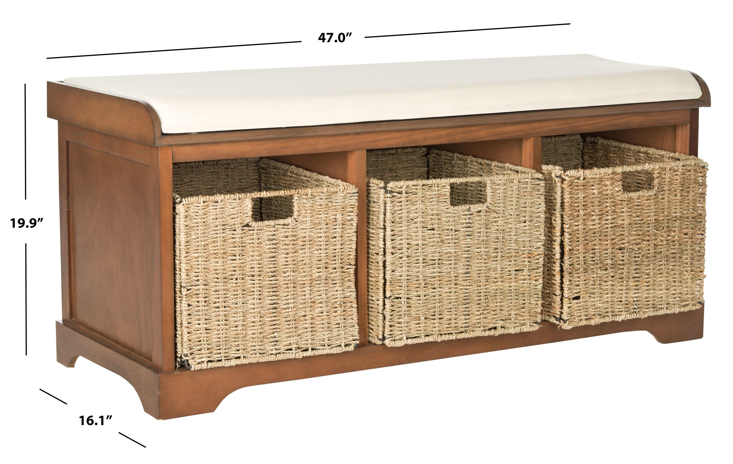 Lonan  Wicker Storage Bench - Brown - Safavieh