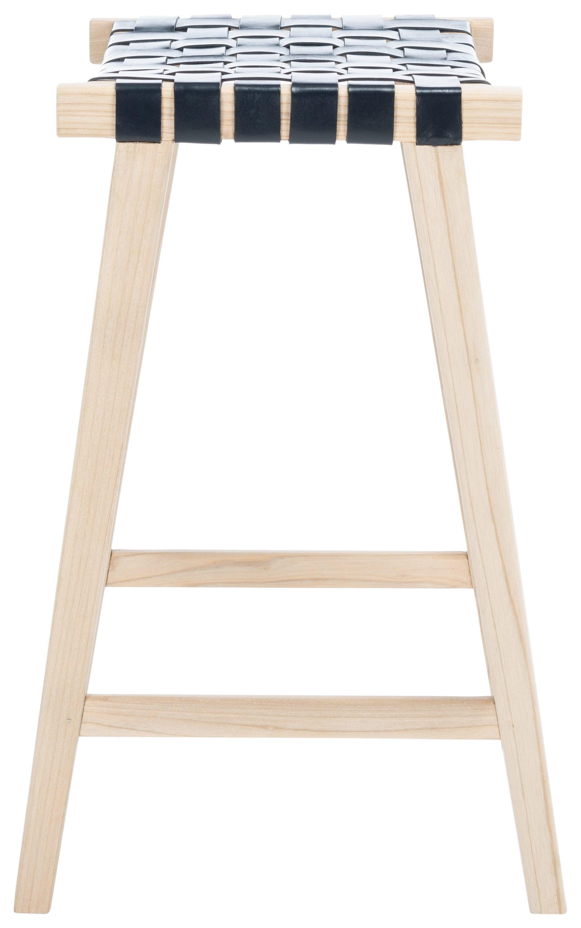 SAFAVIEH Abreu Rectangle Barstool, Black/Light Natural (18.5 in. W x 20 in. D x 30 in. H)